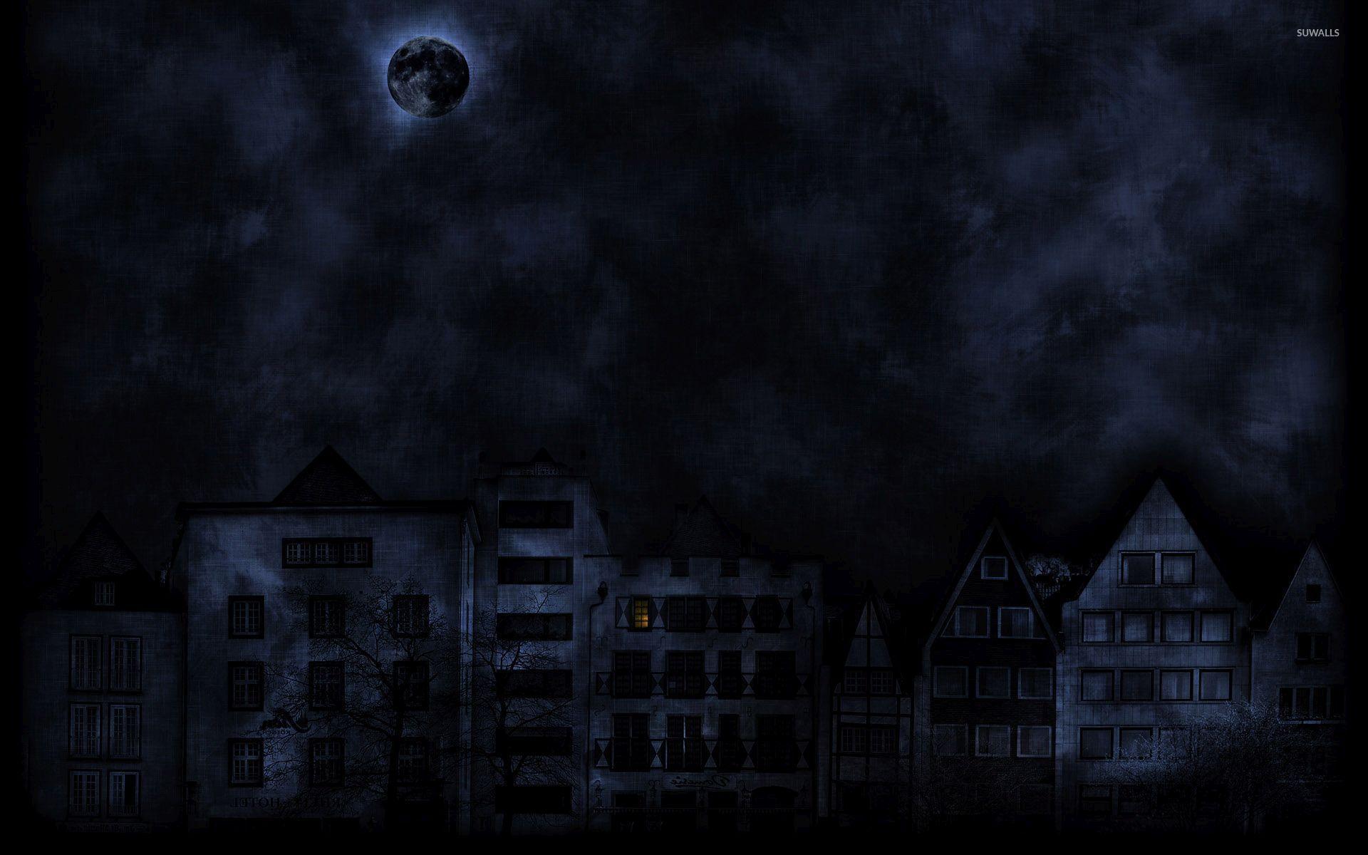 1920x1200 Dark moon over the dark city wallpaper wallpaper