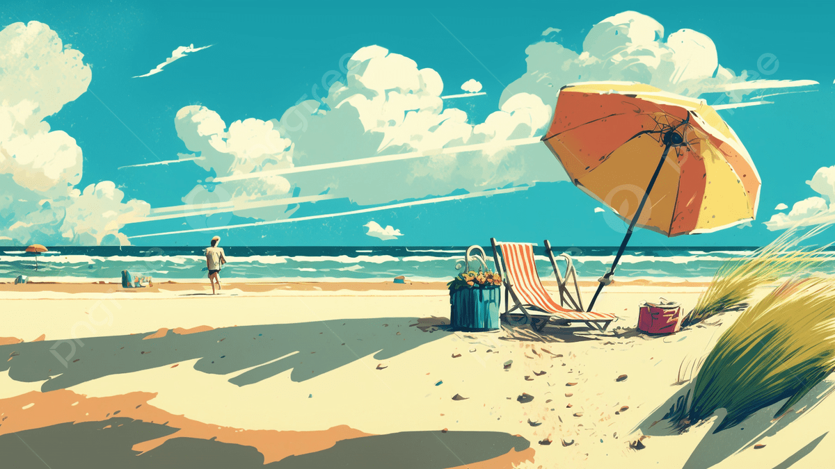 1200x675 Summer Beach Blue Sky Illustration