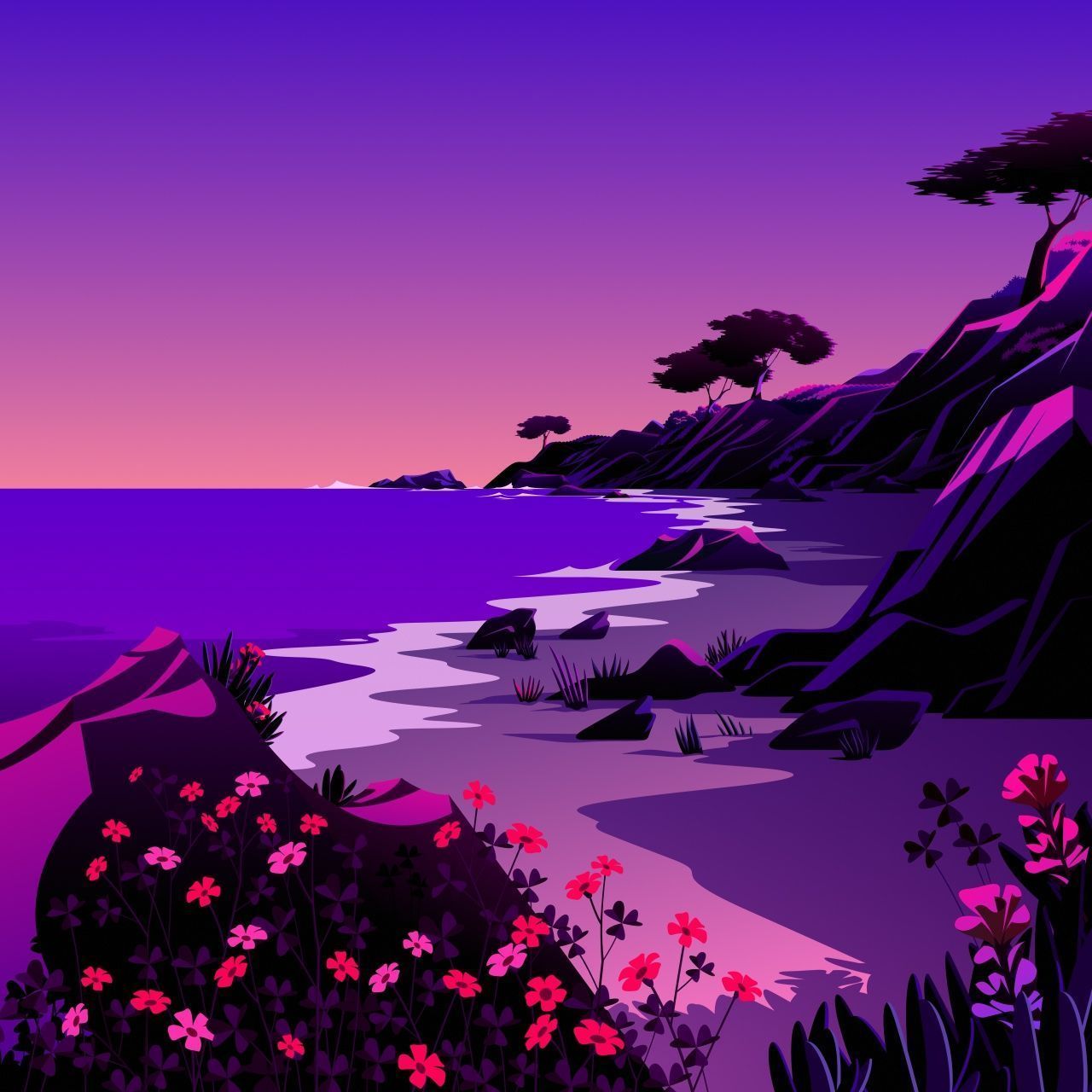 1280x1280 Wallpaper 4K, Beach, Landscape, Twilight