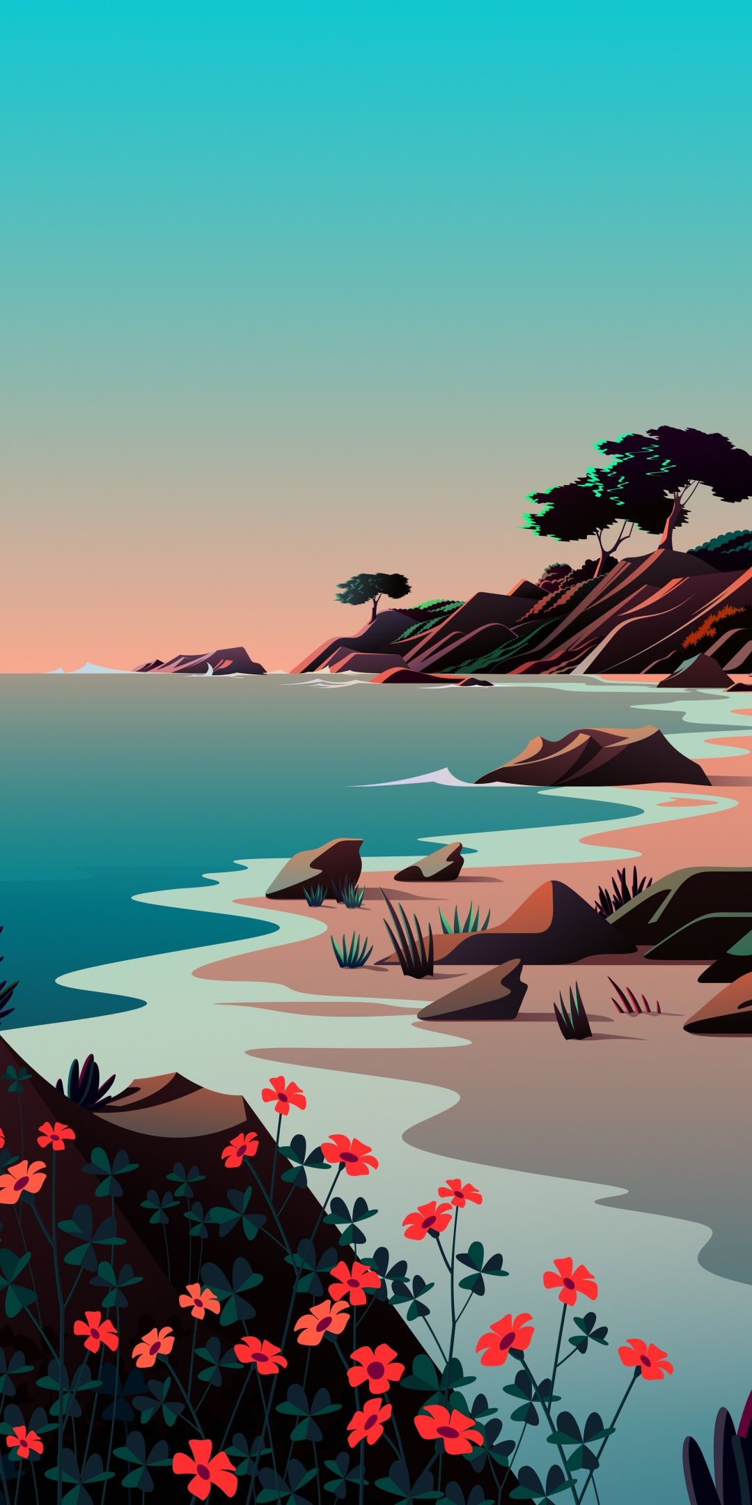 1080x2160 Aesthetic Wallpaper 4K, Beach