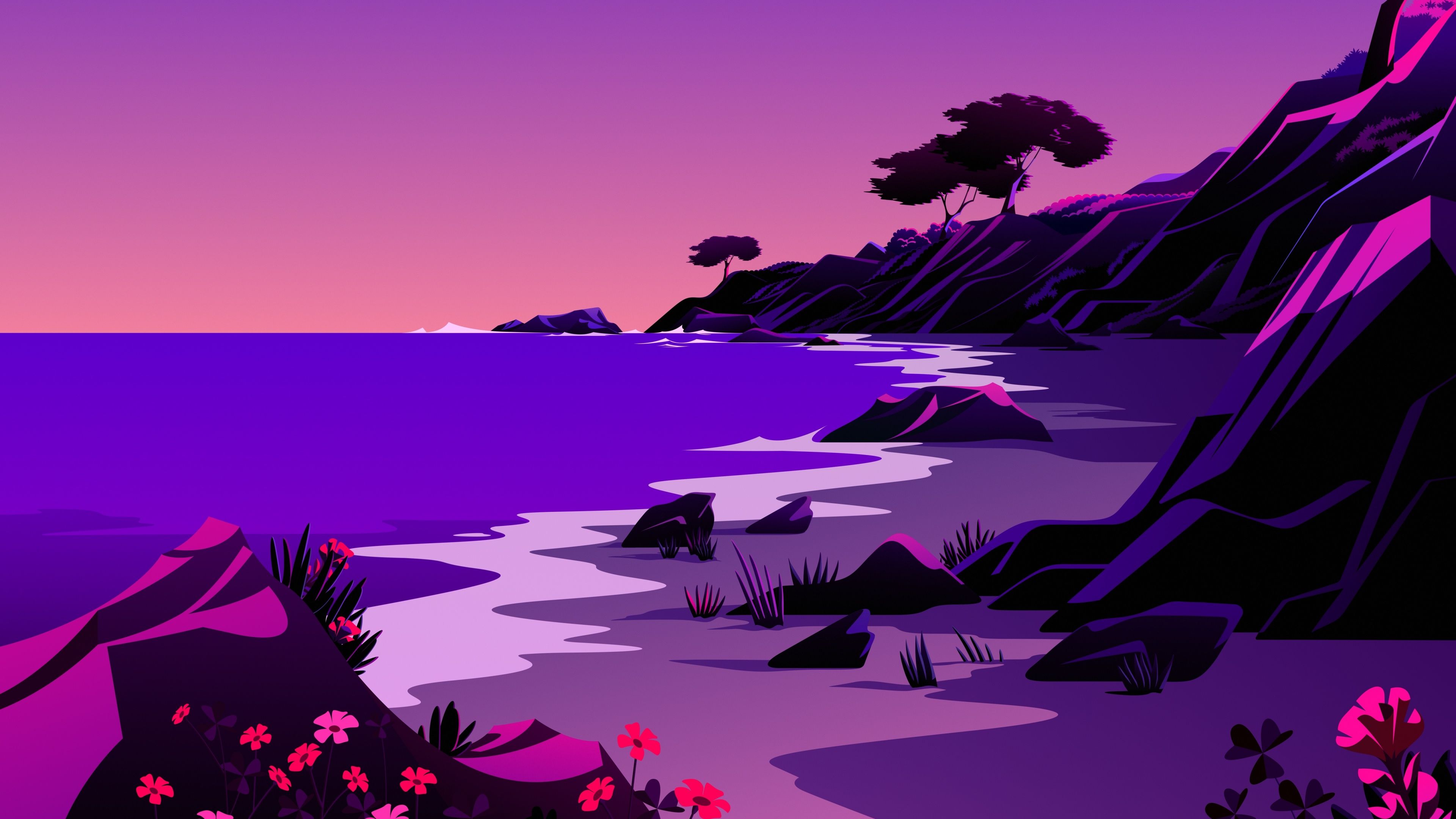 3840x2160 Wallpaper 4K, Beach, Landscape, Twilight