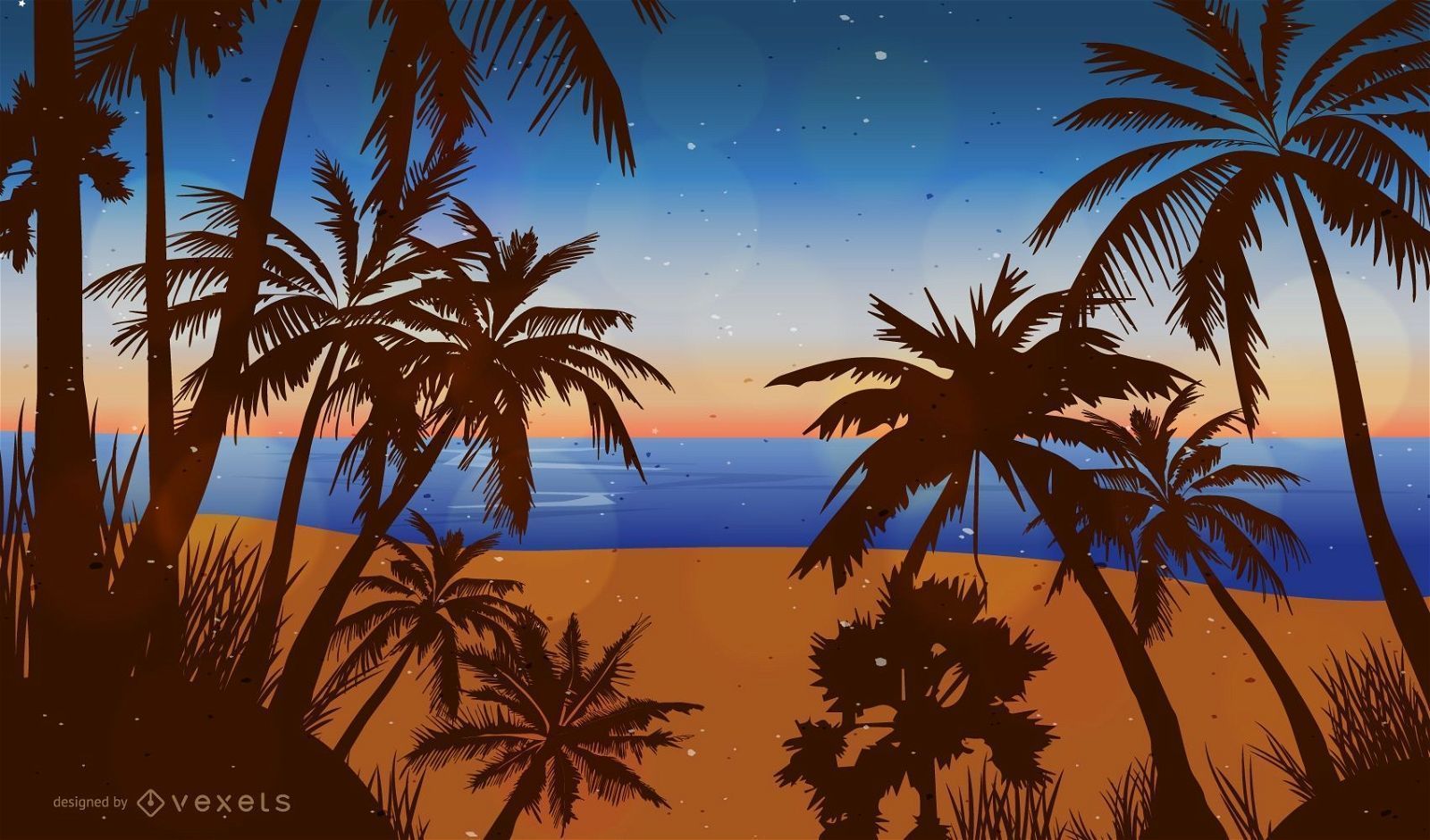 1600x941 Tropical Beach Illustration Design