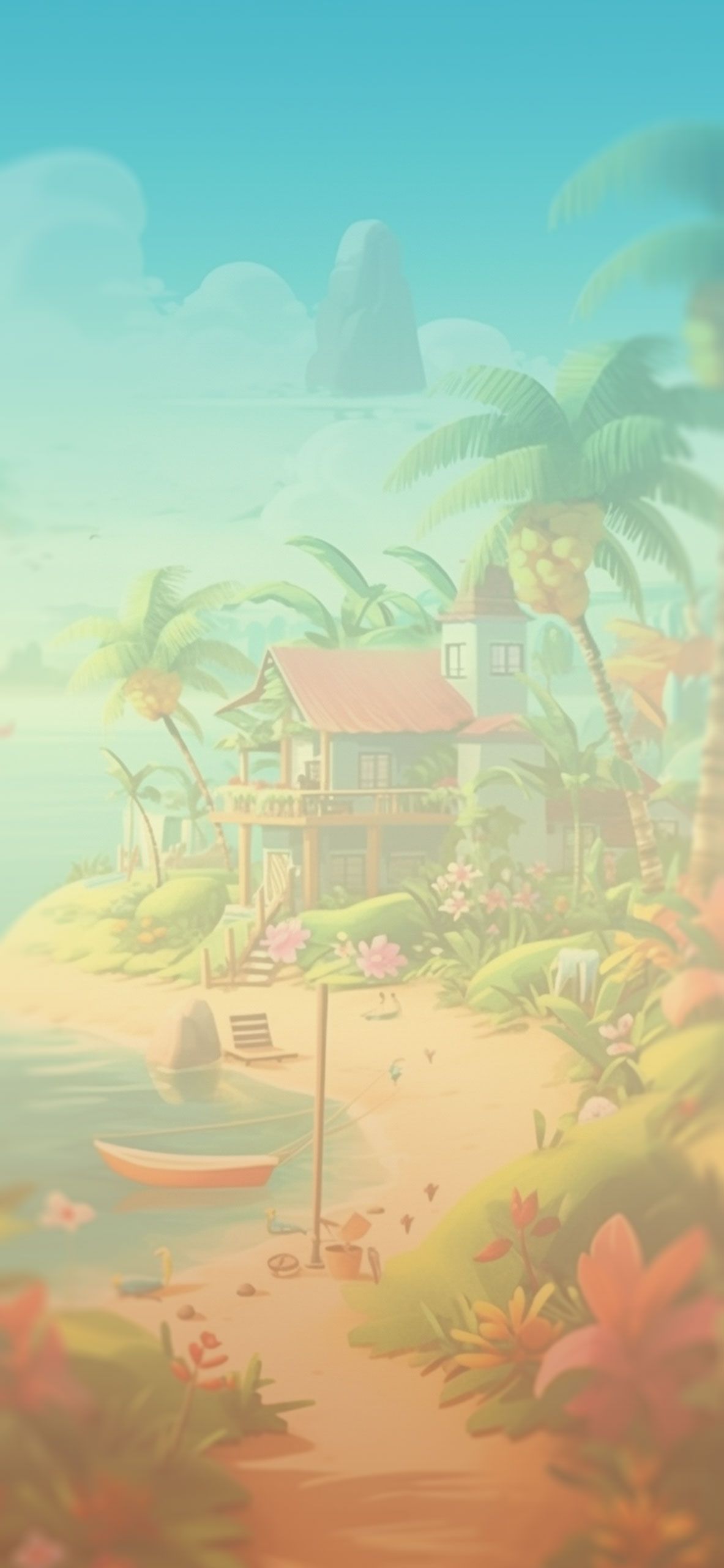 1183x2560 Tropical Beach Summer Art Wallpaper