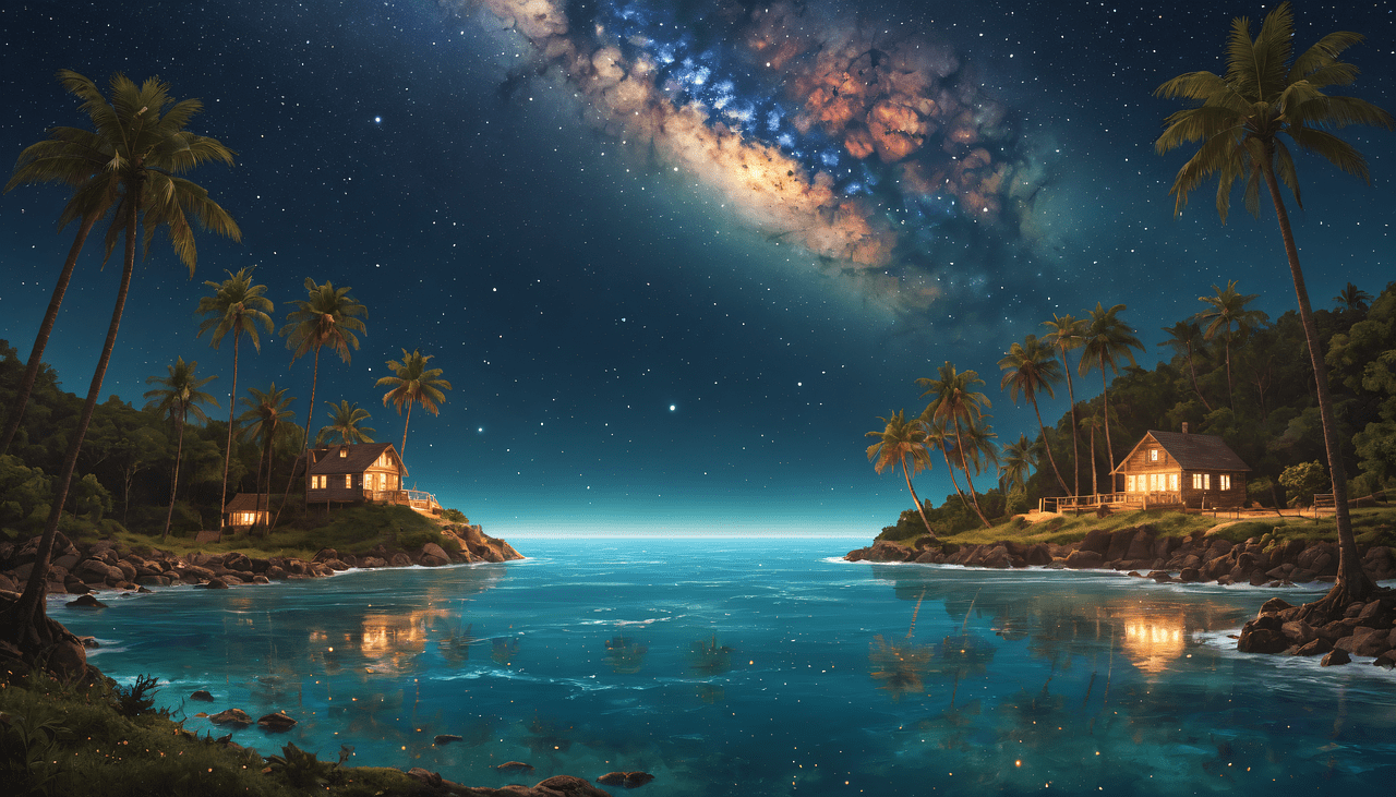 1280x731 Milky Way, Nature, Serene Beach