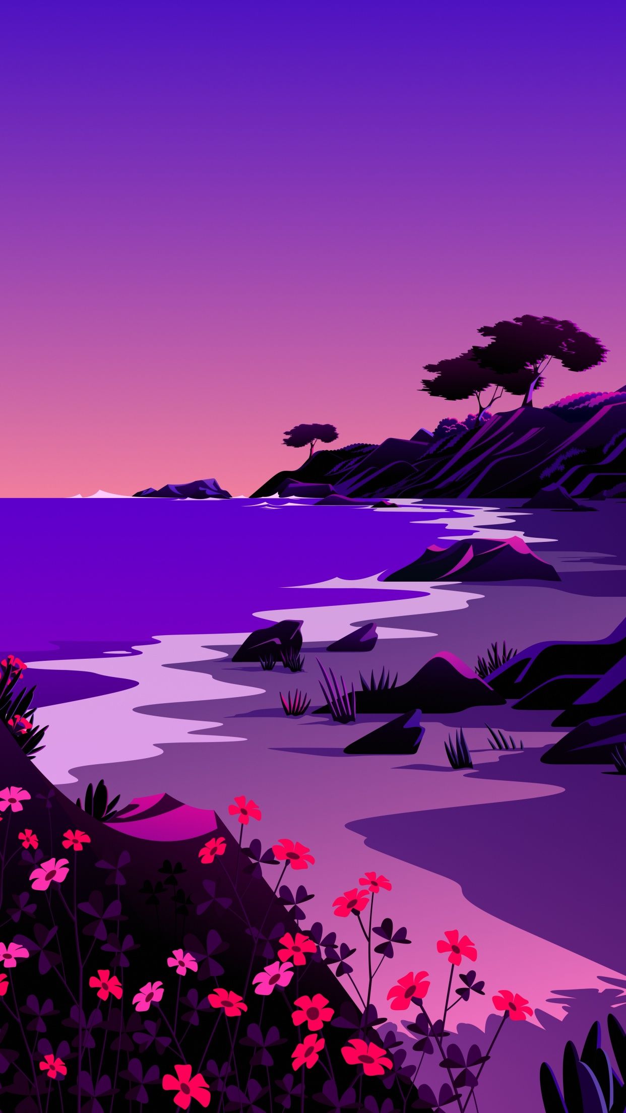 1242x2208 Wallpaper 4K, Beach, Landscape, Twilight