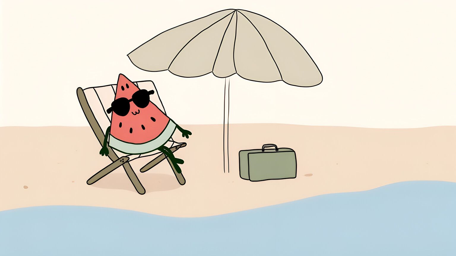 1536x864 Watermelon Slice Sunning on the Beach