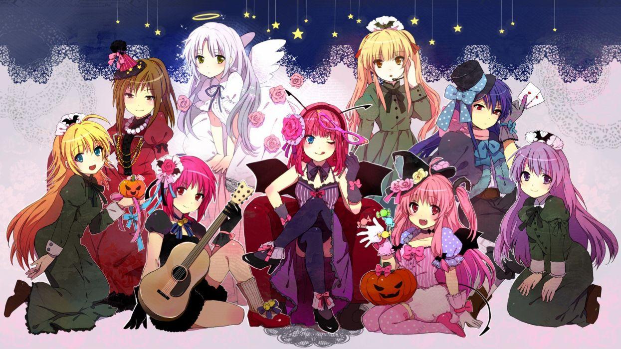 1245x700 Angel beats anime series character group girls flower pink