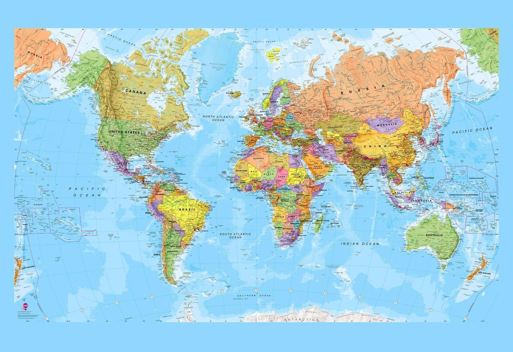 1747x1200 World Political Map Wallpaper. Map Of USA