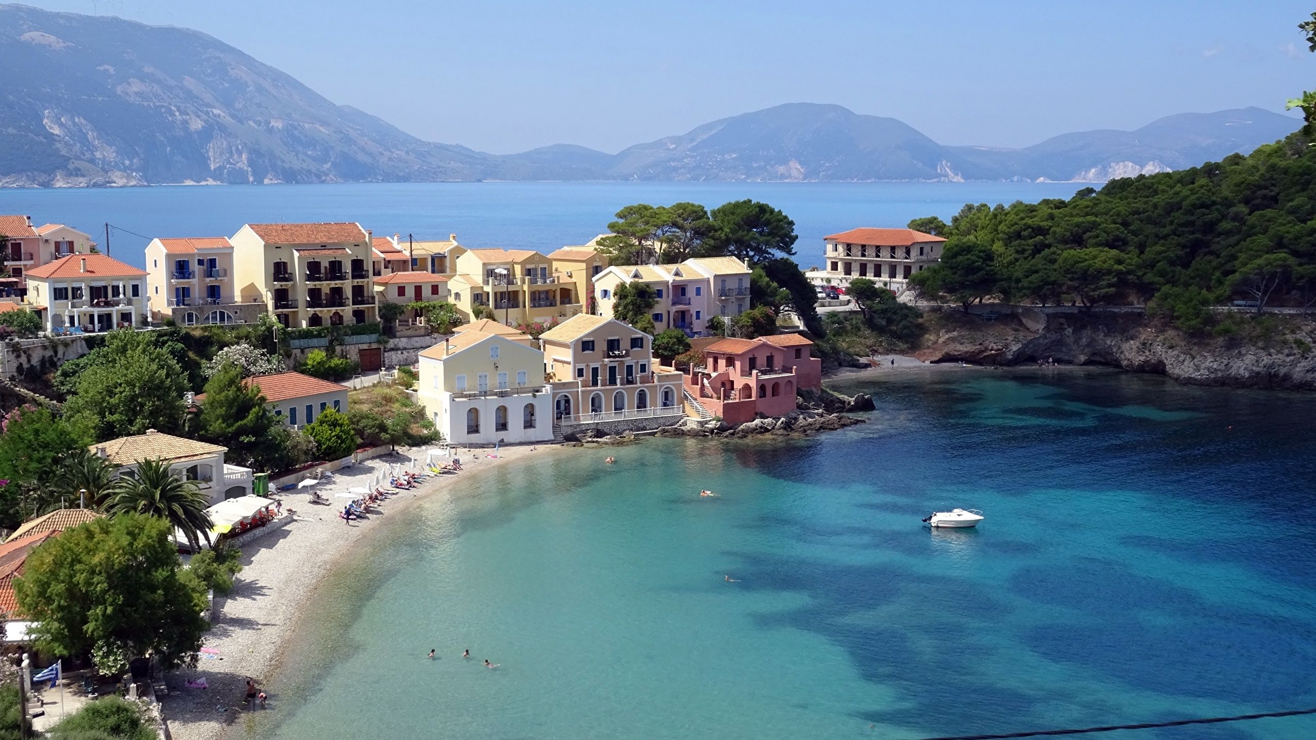2560x1440 Wallpaper Greece Kefalonia Bay