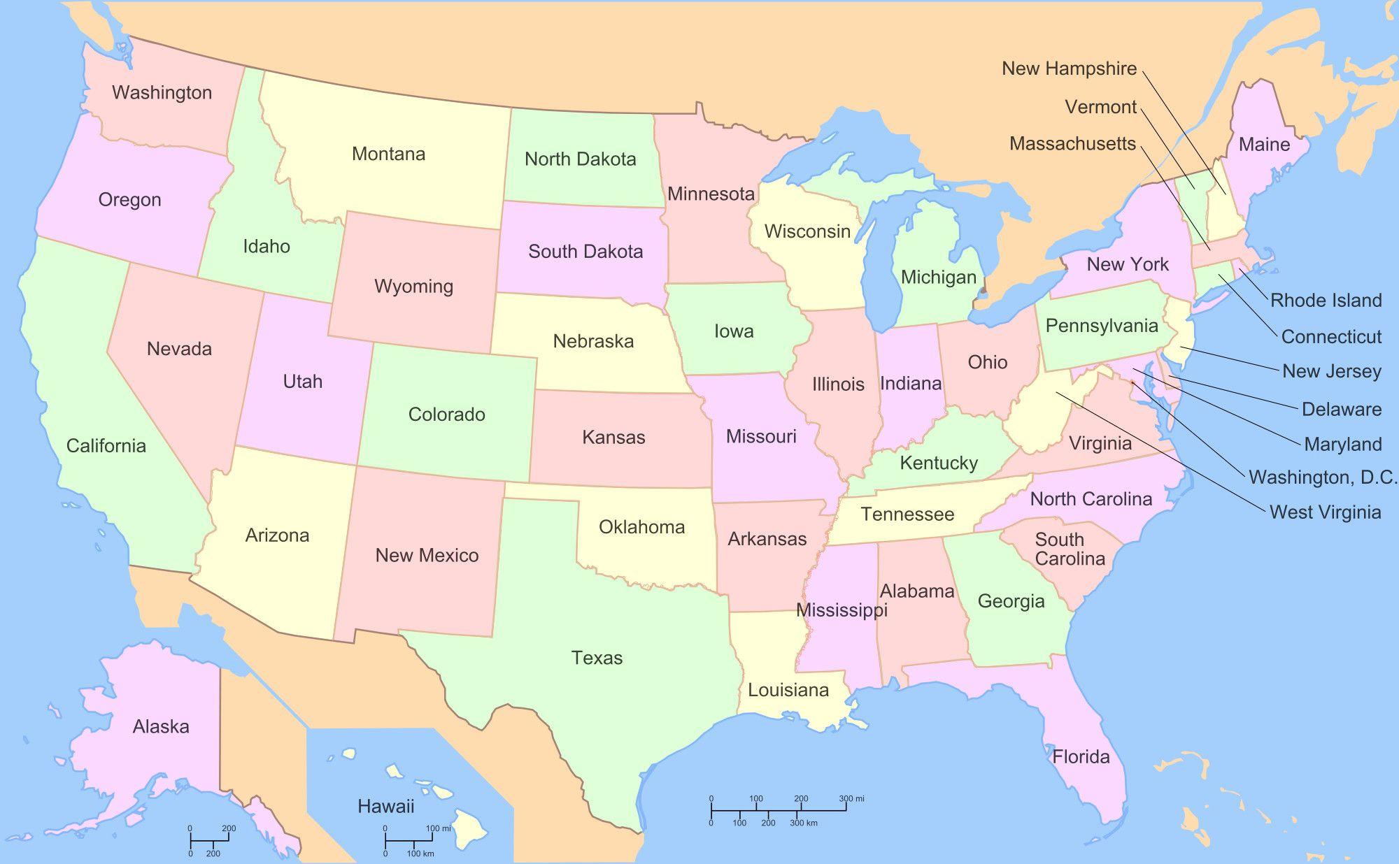 2000x1236 Map Of The Usa HD Wallpaper Background Image