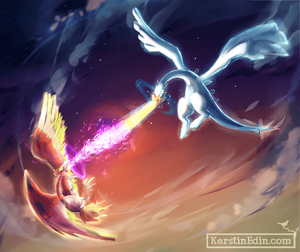 1024x860 HO OH and Lugia Wallpaper