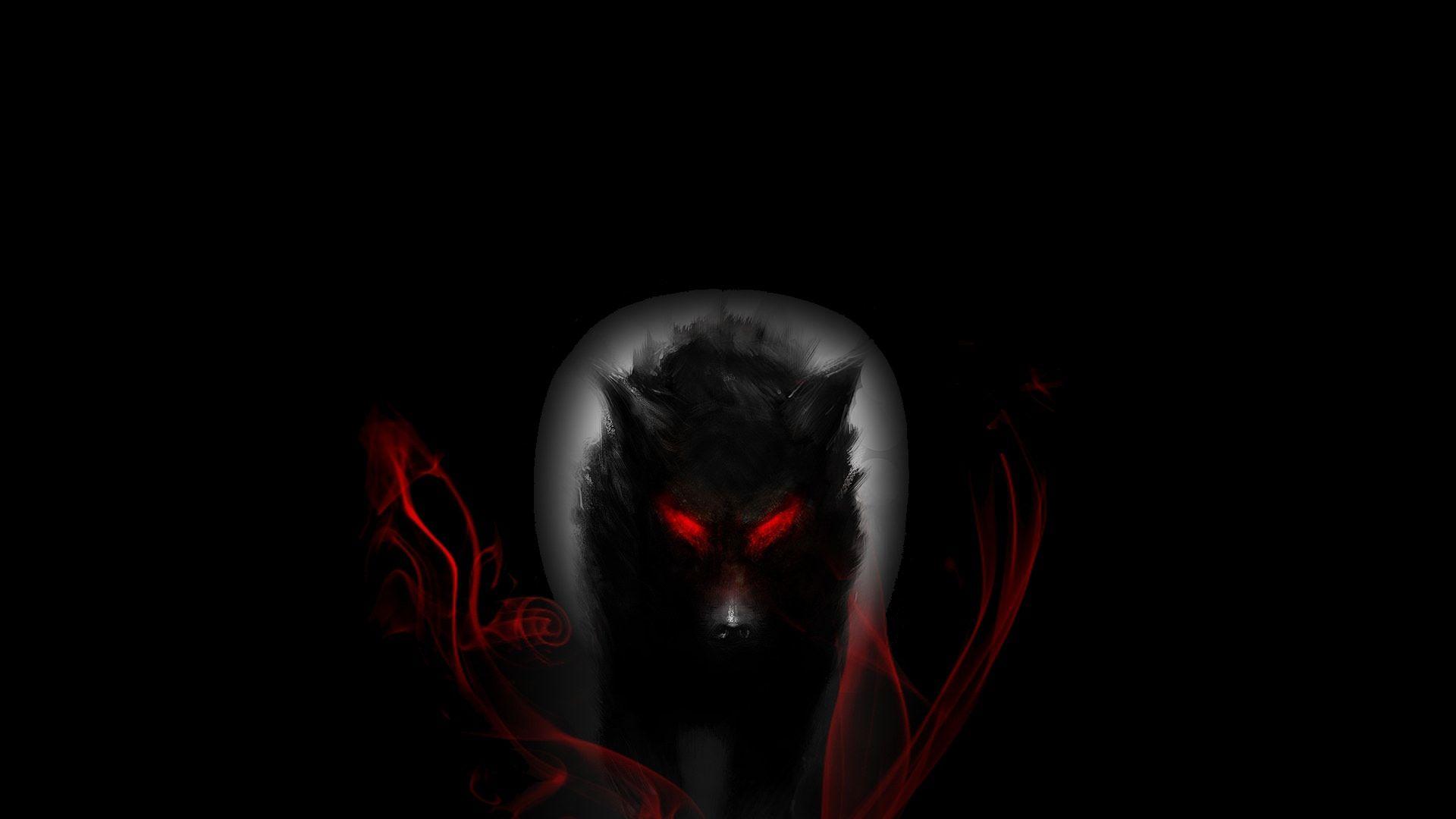 1920x1080 Red and Black Wolf hình nền