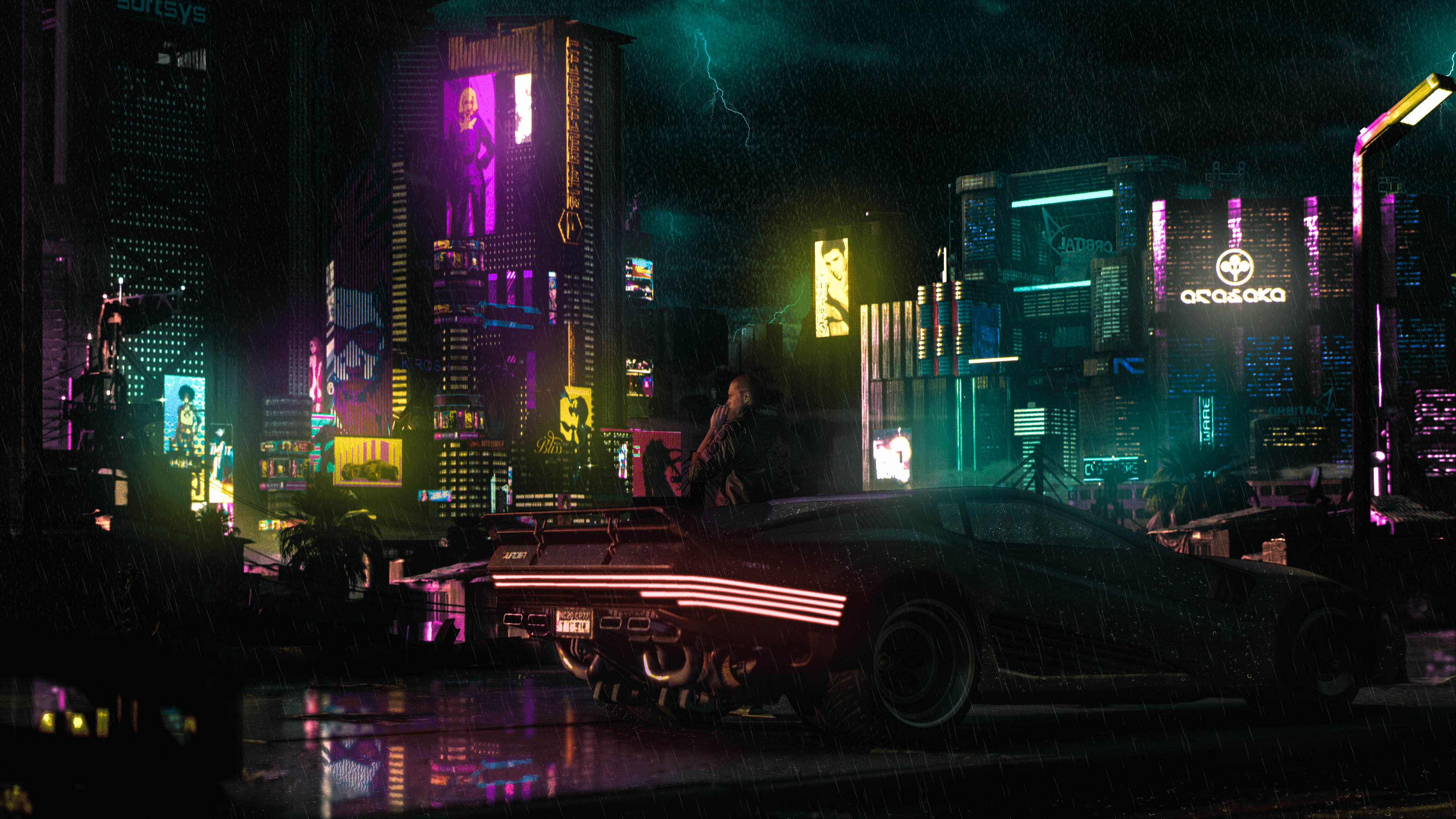 3840x2160 4K wallpaper I made of a rainy night