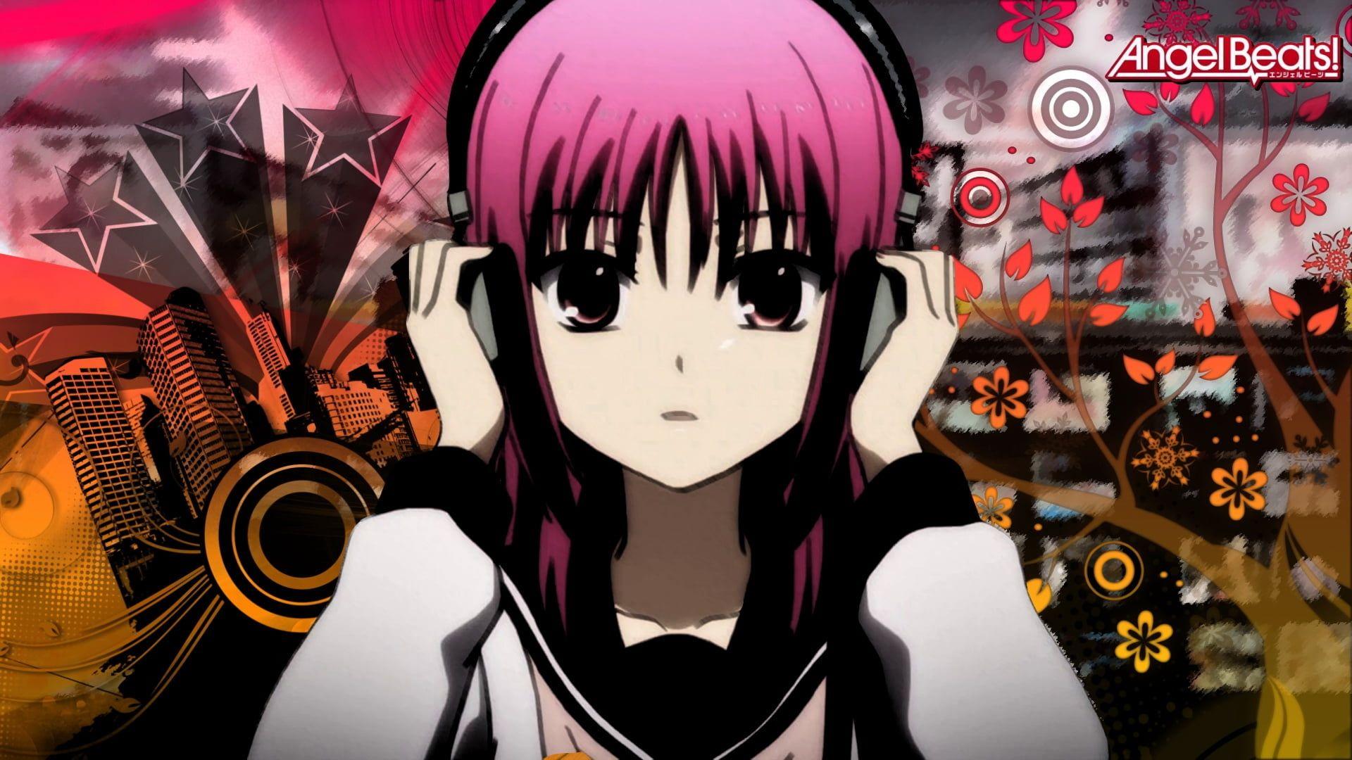 1920x1080 Anime girl character with pink hair wearing white and black