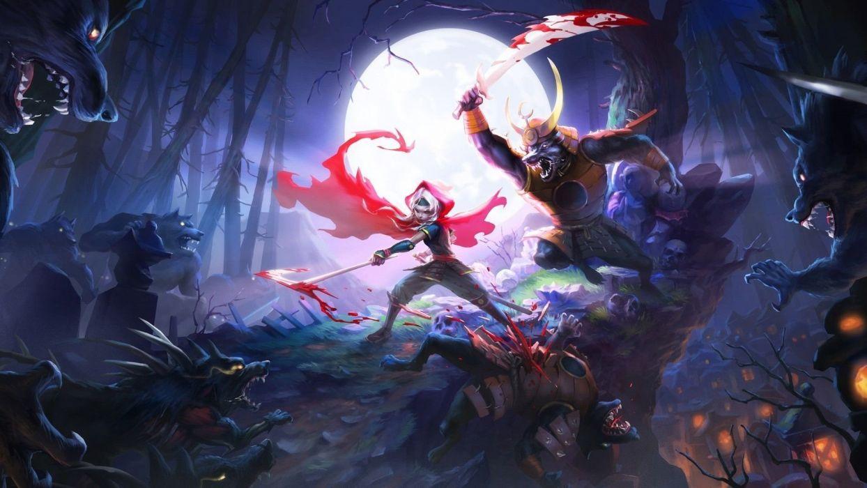 1244x700 red wolf little moon fantasy wallpaperx1080