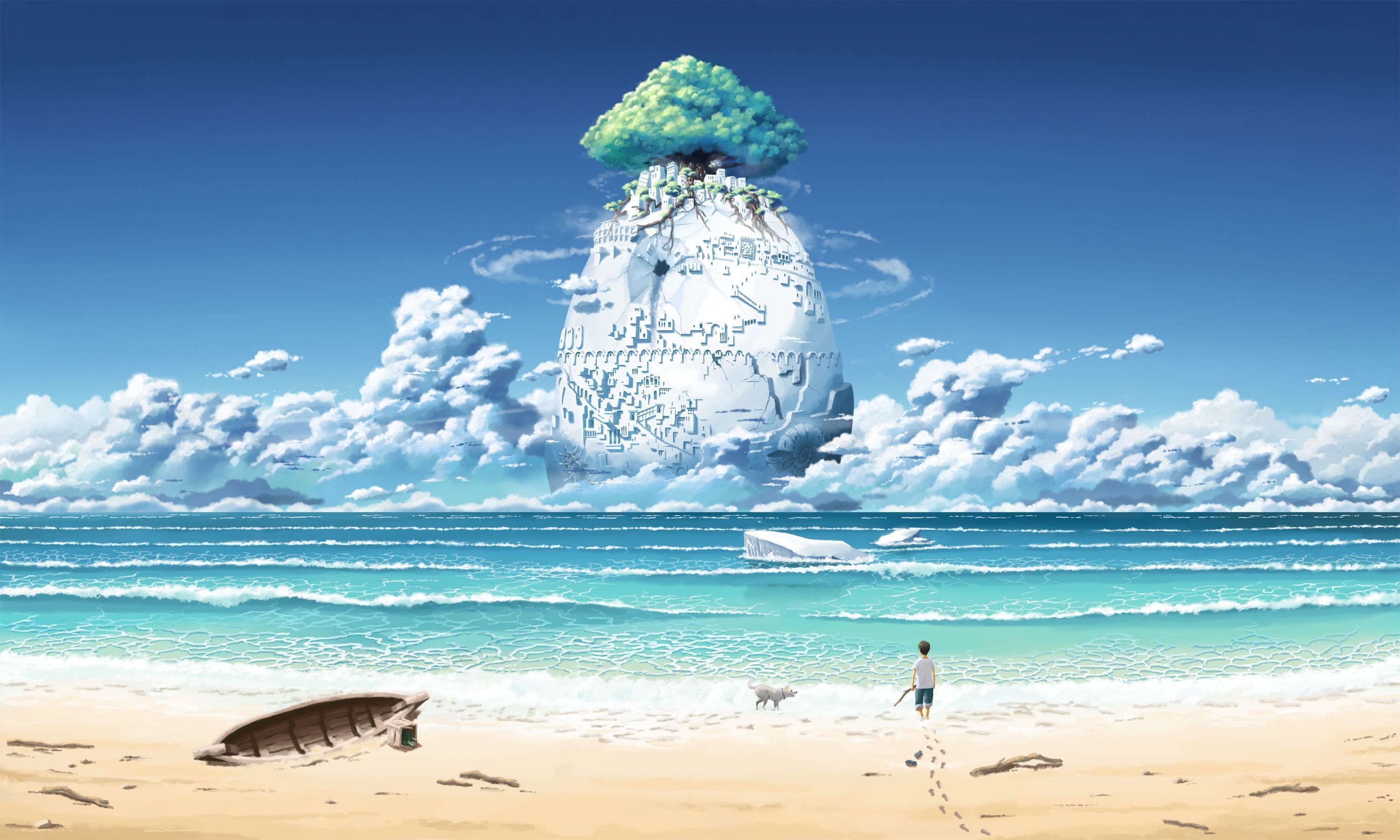 3000x1800 image beaches Sea Fantasy Coast
