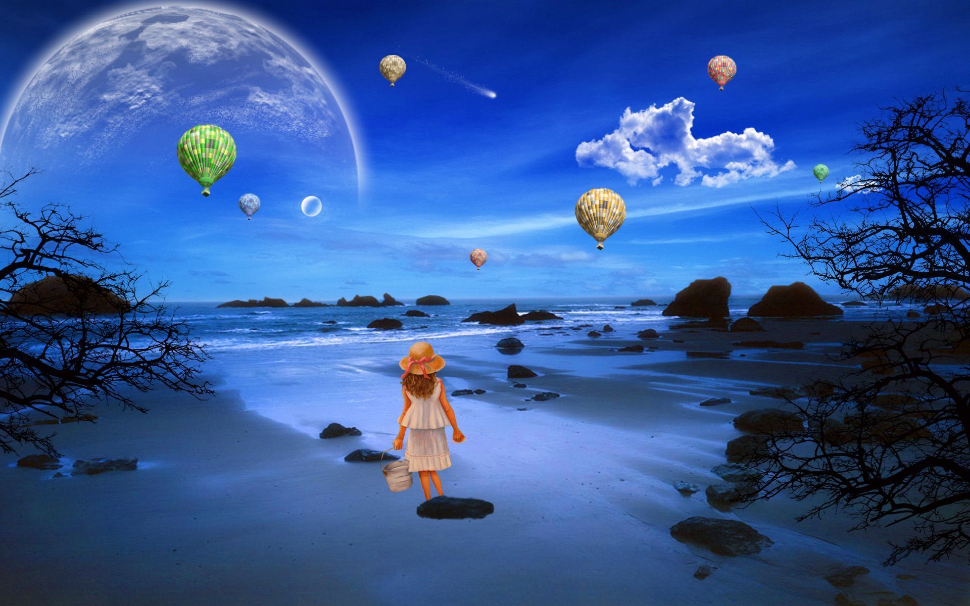1920x1200 desktop wallpaper: Fantasy, Beach, Tree