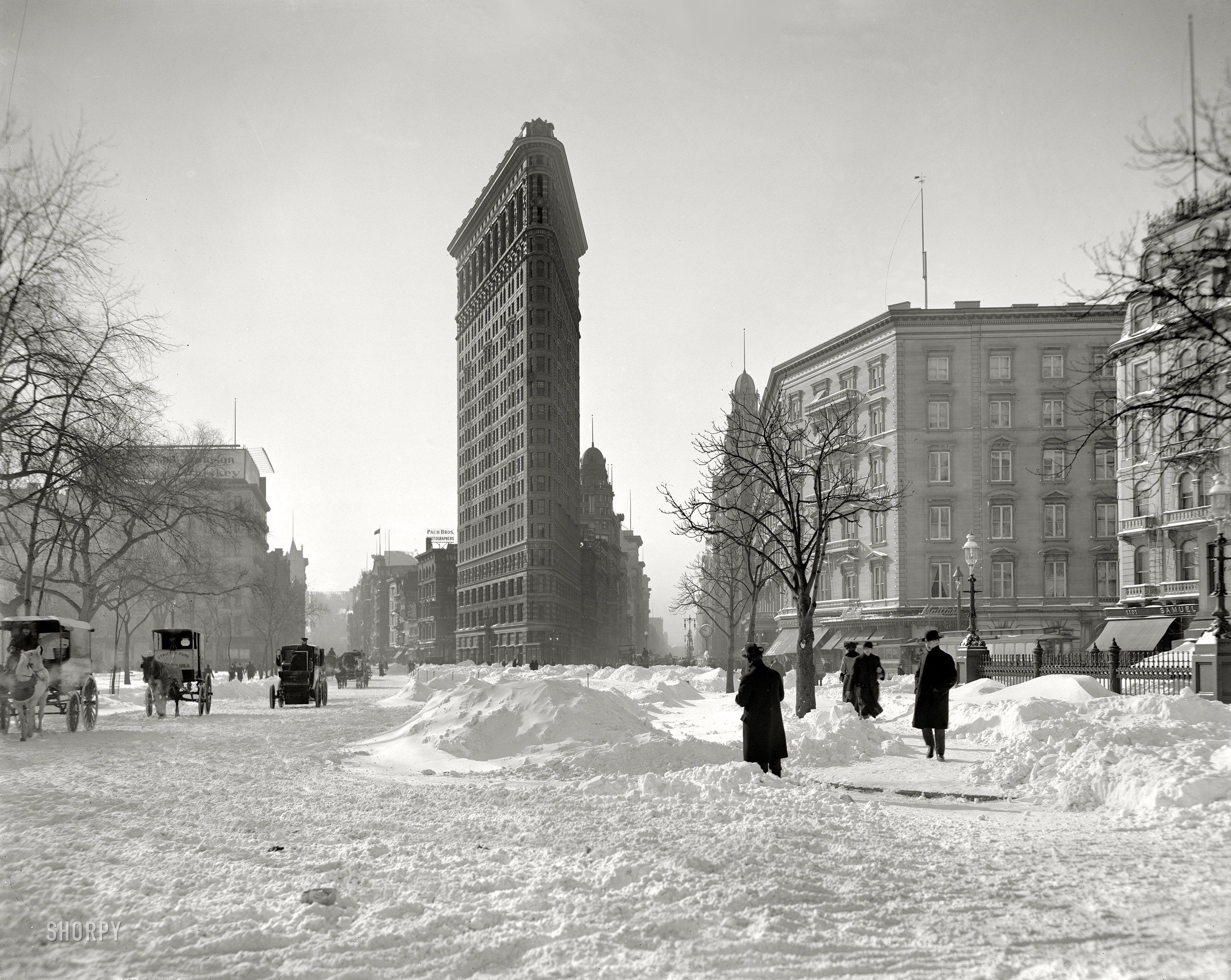 3000x2389 winter, snow, king, buildings, New York City, Flatiron