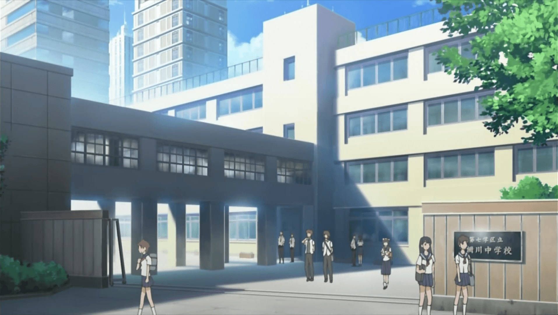1914x1080 Download Anime School Scenery Students In Campus Wallpaper
