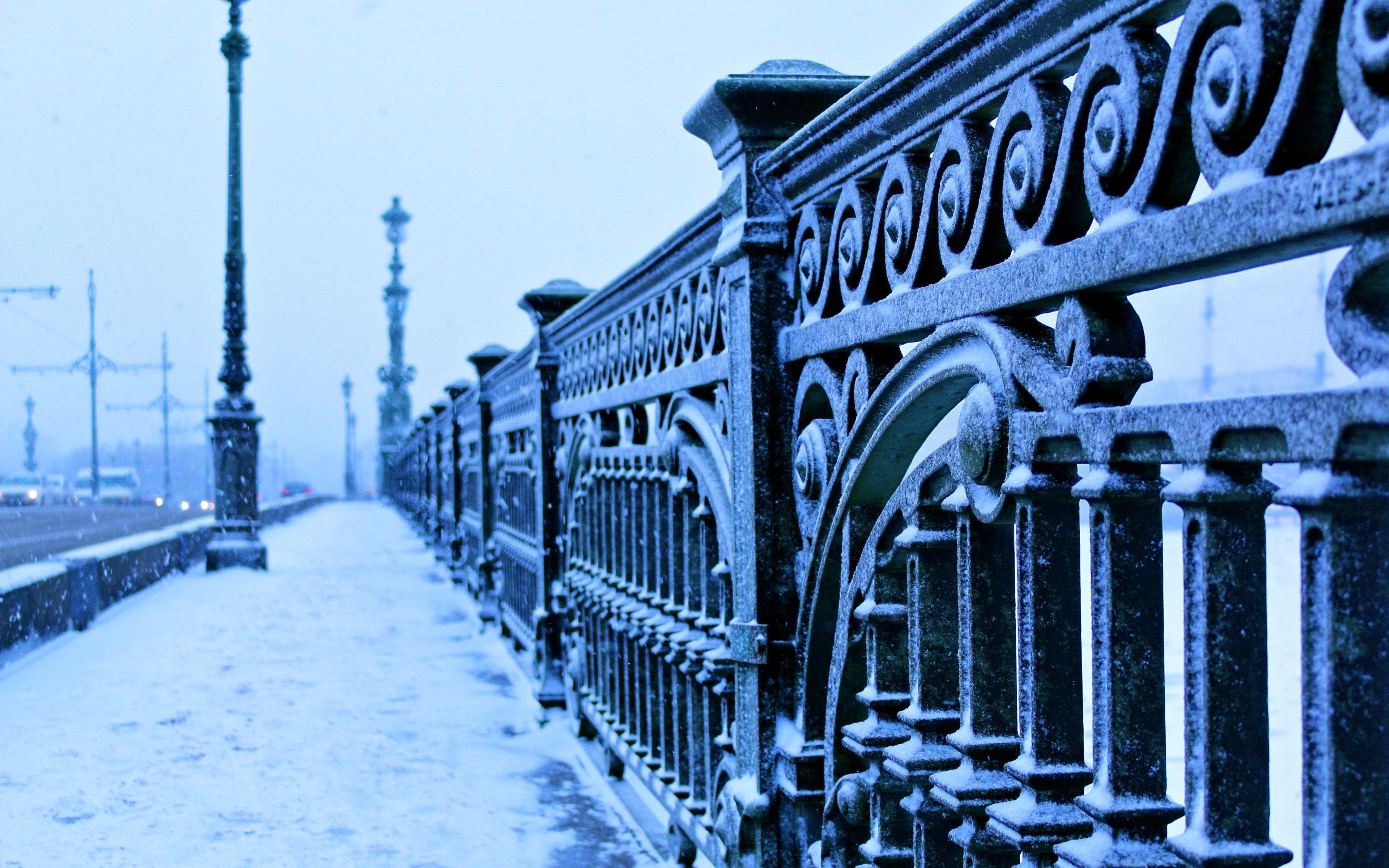 3840x2400 Snow In City Wallpaper