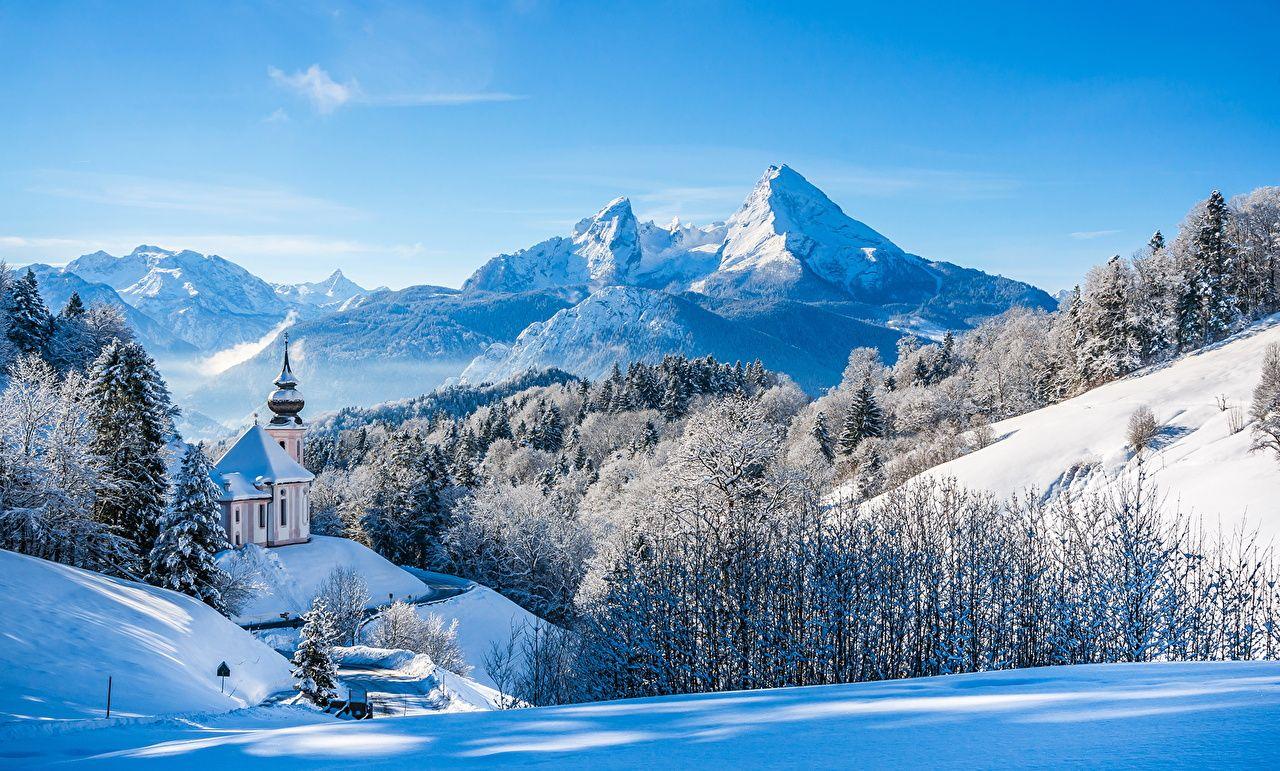 1280x771 Hình ảnh Bavaria Alps Đức Mùa đông Thiên nhiên núi Bầu trời Tuyết
