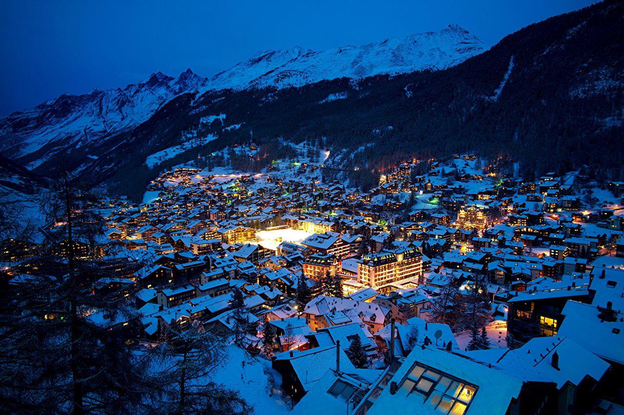 switzerland winter night wallpaper