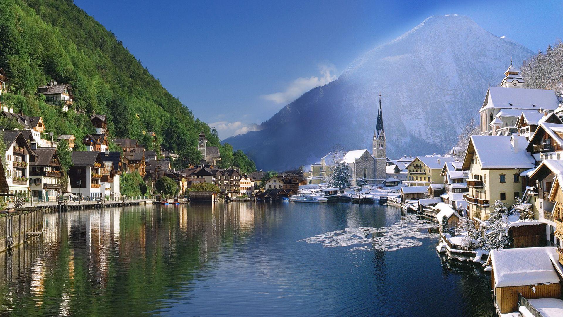 1920x1080 Hallstatt, Austria in Winter HD Wallpaper. Background Image