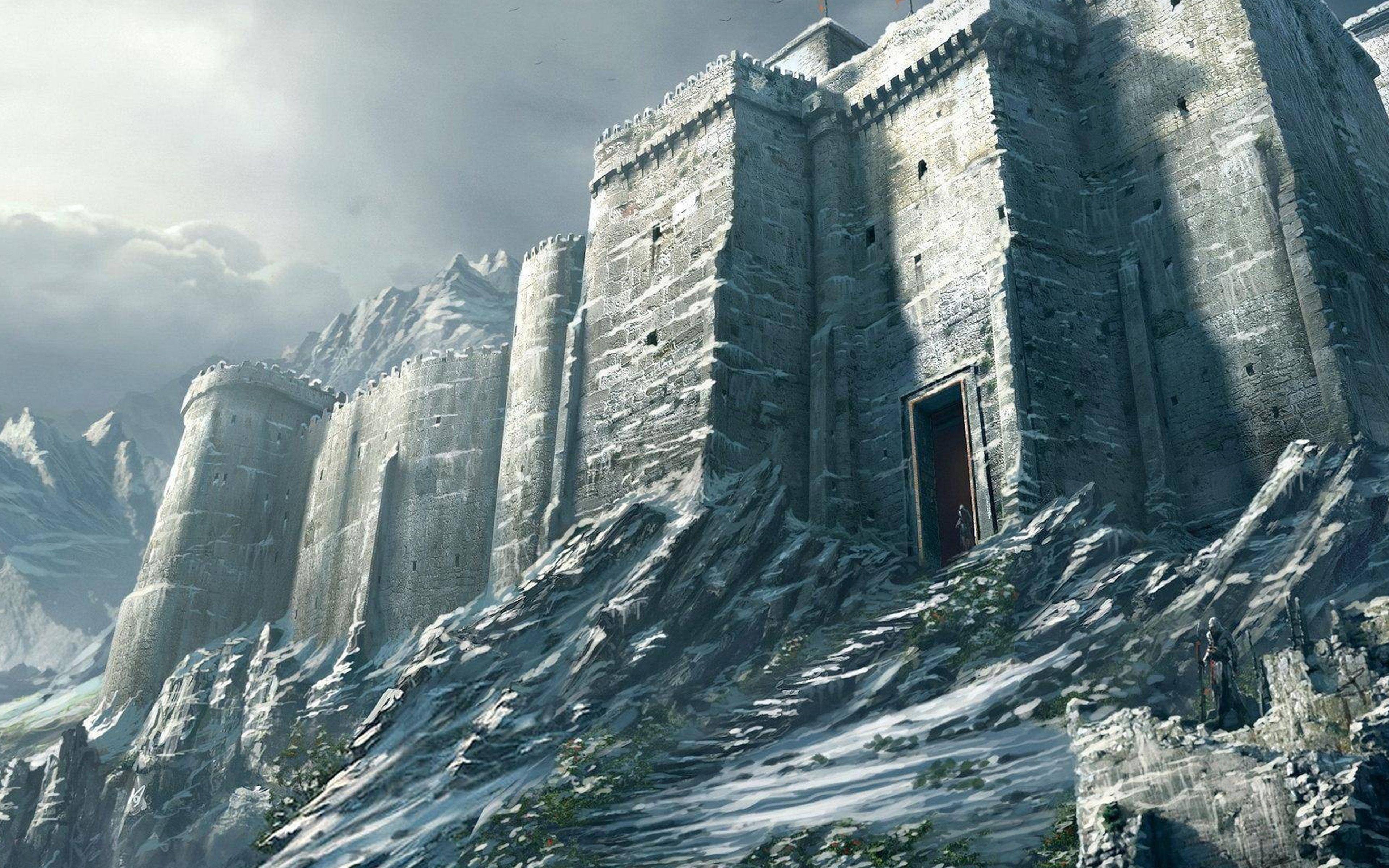 3840x2400 Game Illustration Castle Snow Winter Wallpaper