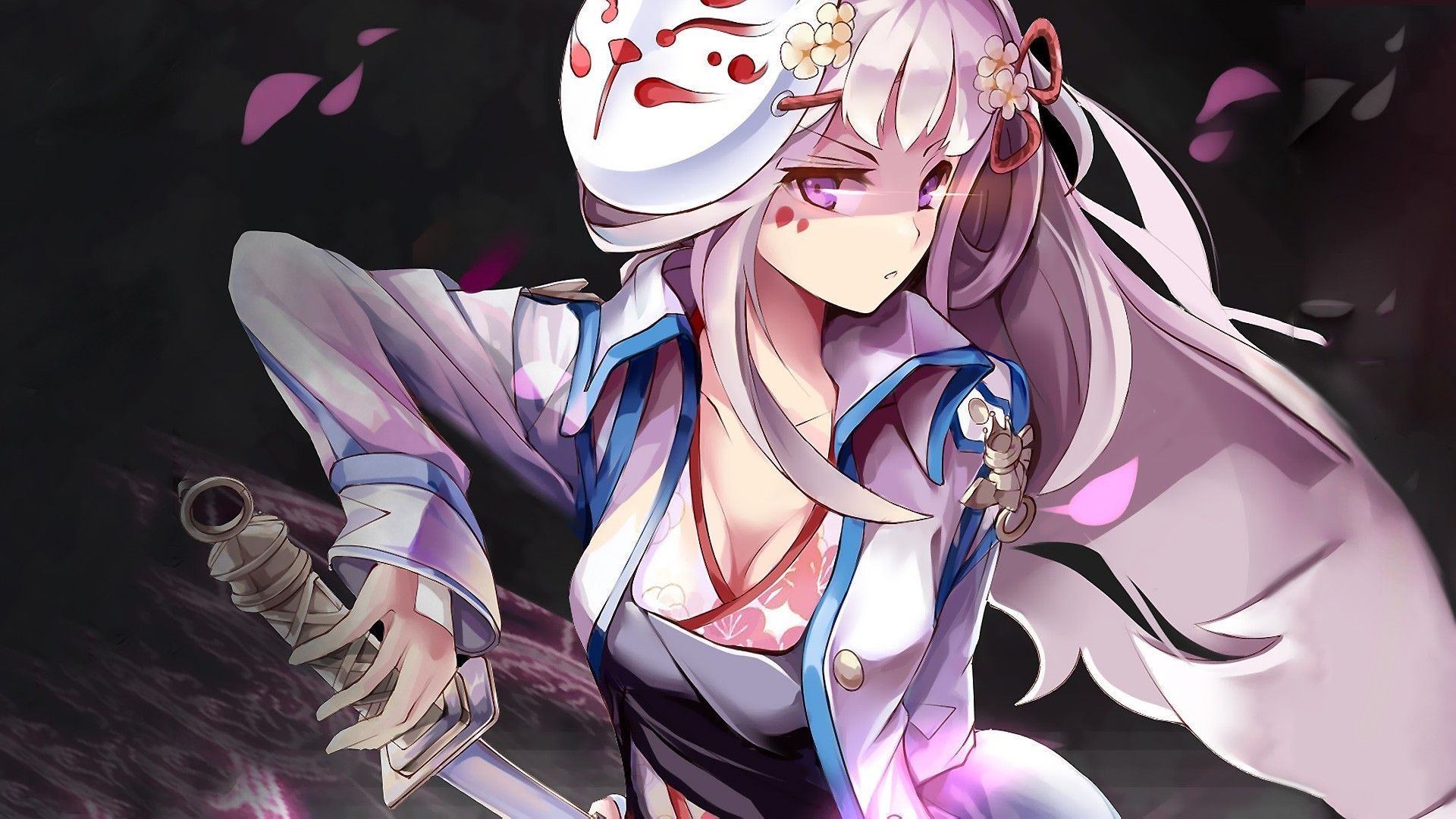 1920x1080 Anime Girl With Purple Eyes Wallpaper