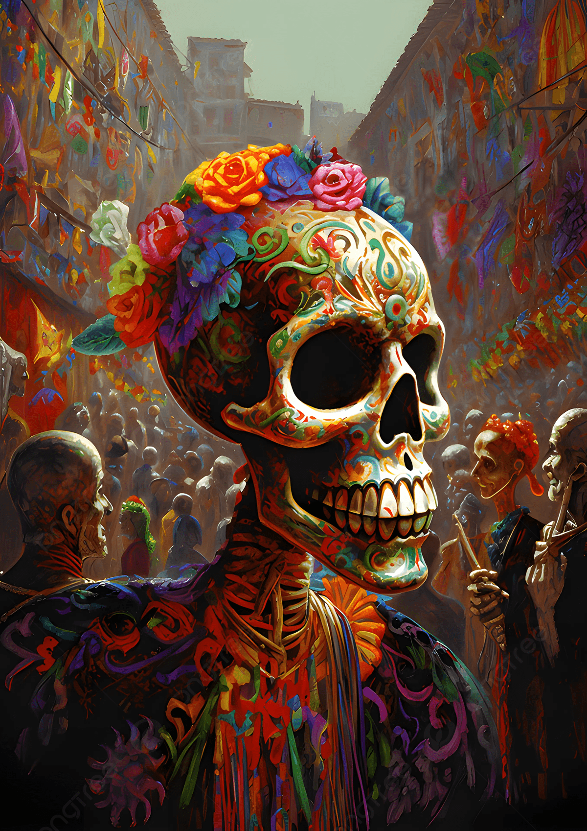1200x1697 Mexican Day Of The Dead Floral Skull