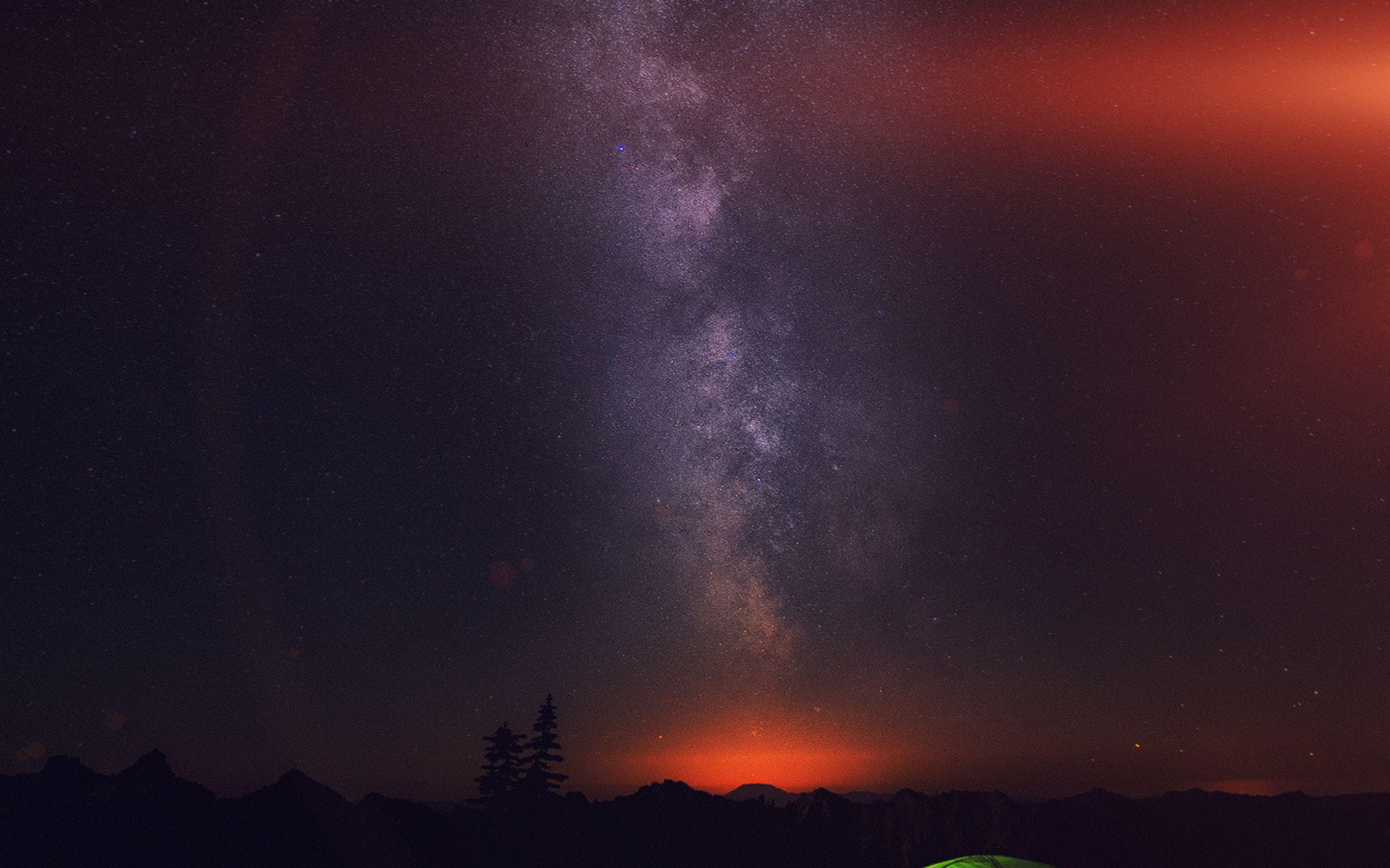 3840x2400 Camping Night Star Galaxy Milky Sky Dark Space Wallpaper