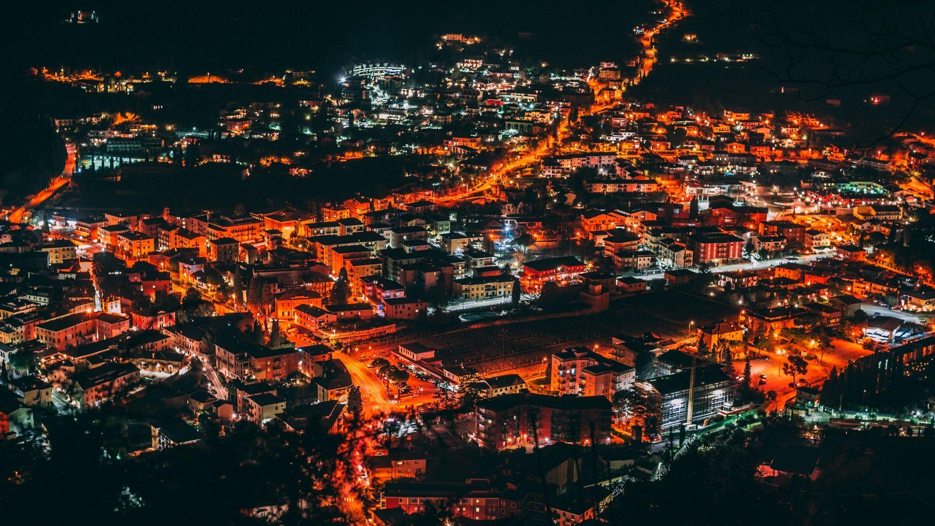 1920x1080 Download wallpaper 1920x1080 night city, top view, city