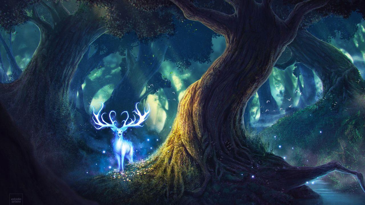 1280x720 Wallpaper Magic, Forest, Fairies, Deer, HD, 4K, Creative Graphics / Editor's Picks,. Wallpaper for iPhone, Android, Mobile and Desktop