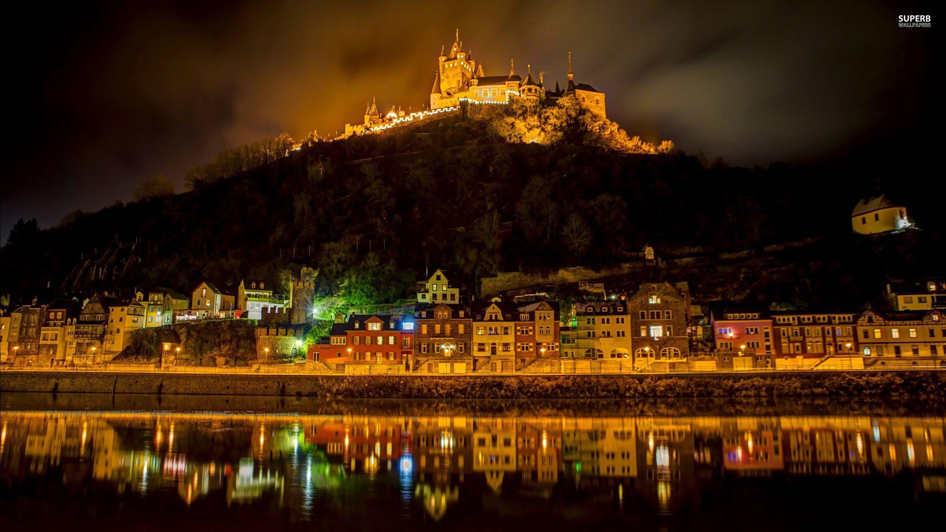 1920x1080 Castle Night Buildings rivers reflection buildings night