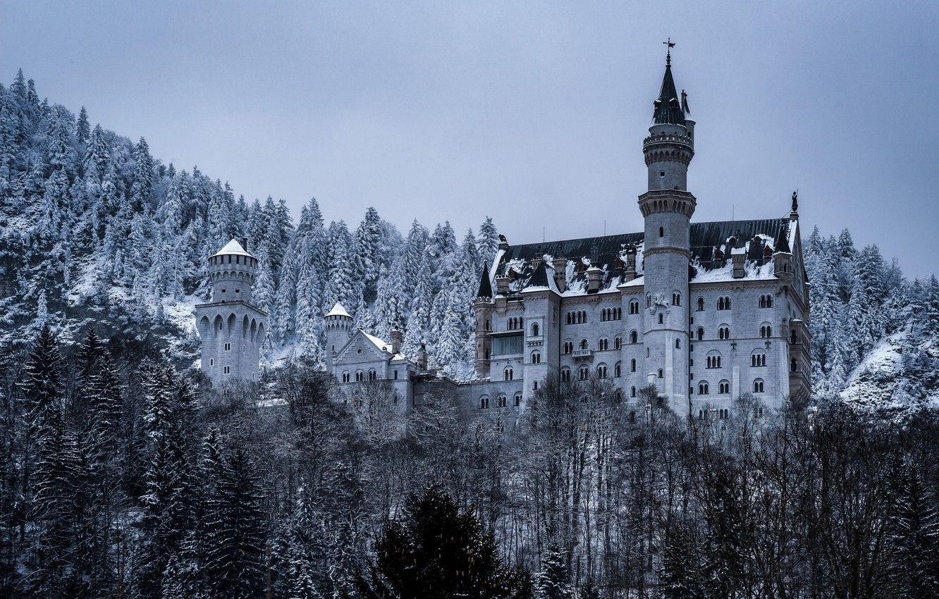 1332x850 Hình nền mùa đông, rừng, Lâu đài, Đức, Bayern, Đức