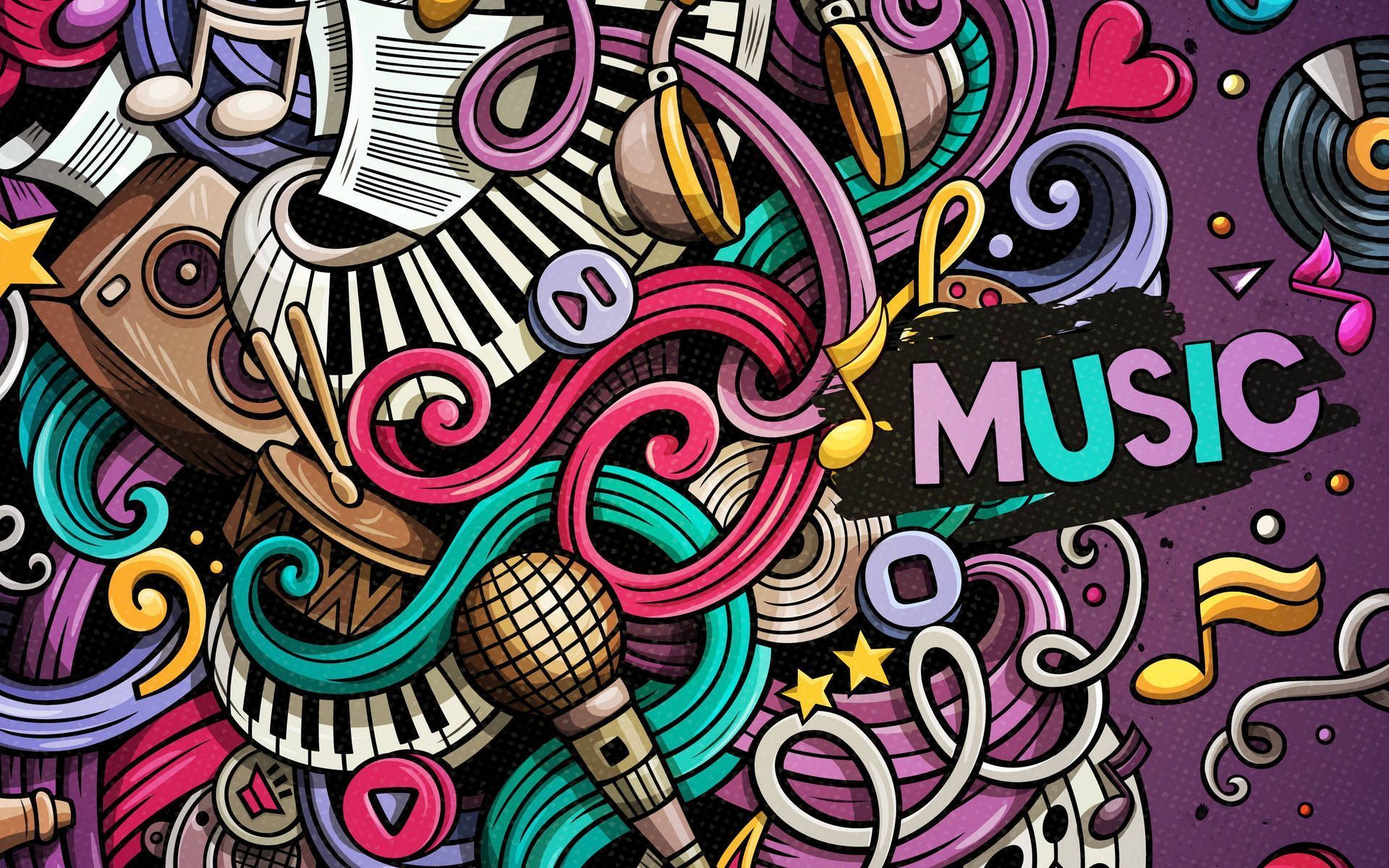 1920x1200 Download Colorful Creative Music Doodle