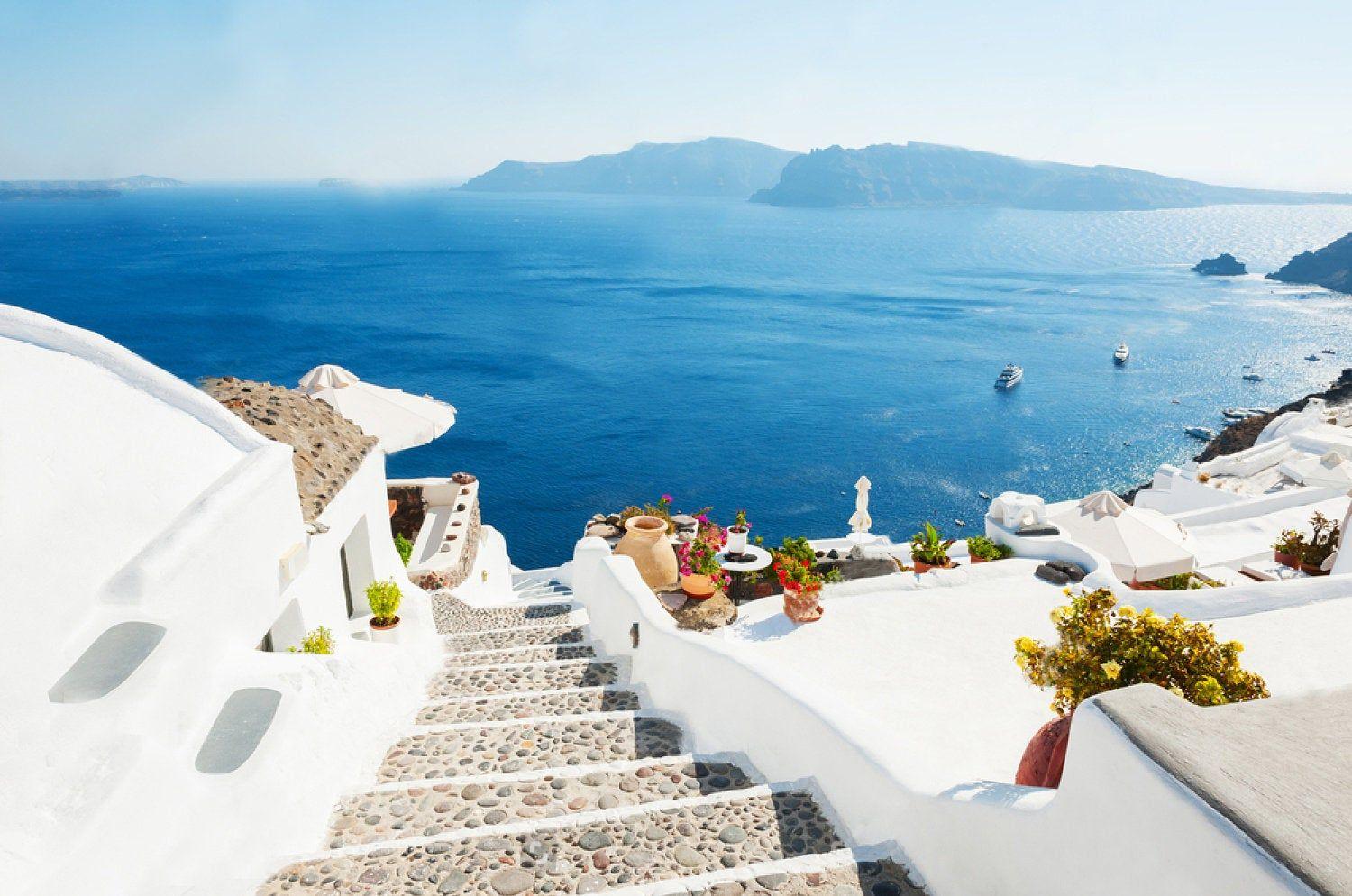 1500x994 Santorini, Greece, Wallpaper, Beautiful View, Extra Large Mural, Adhesive Vinyl