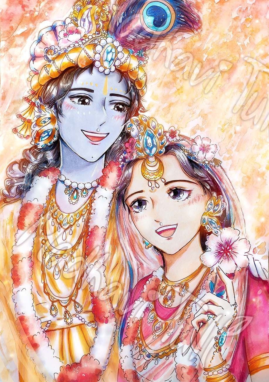 917x1300 HD File Shri Krishna With Shri Radha