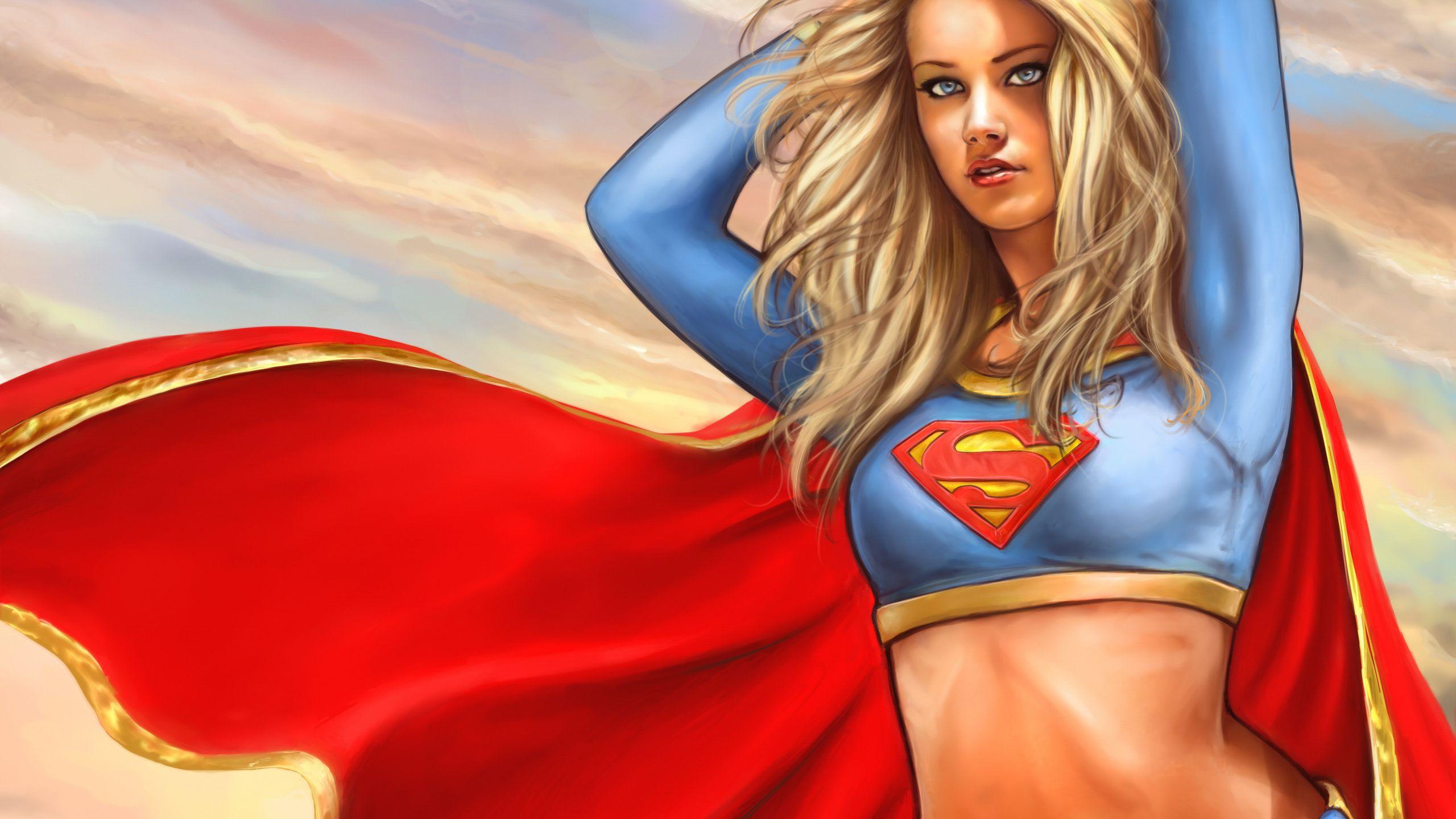 2560x1440 superhero, view, art, girl, dc comics, supergirl, marvel desktop wallpaper 21782