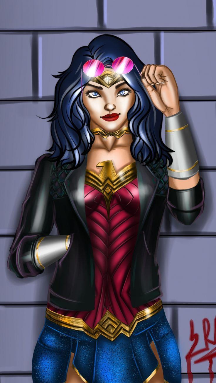 736x1308 wonderful wallpaper Wonder Woman leather jacket superhero