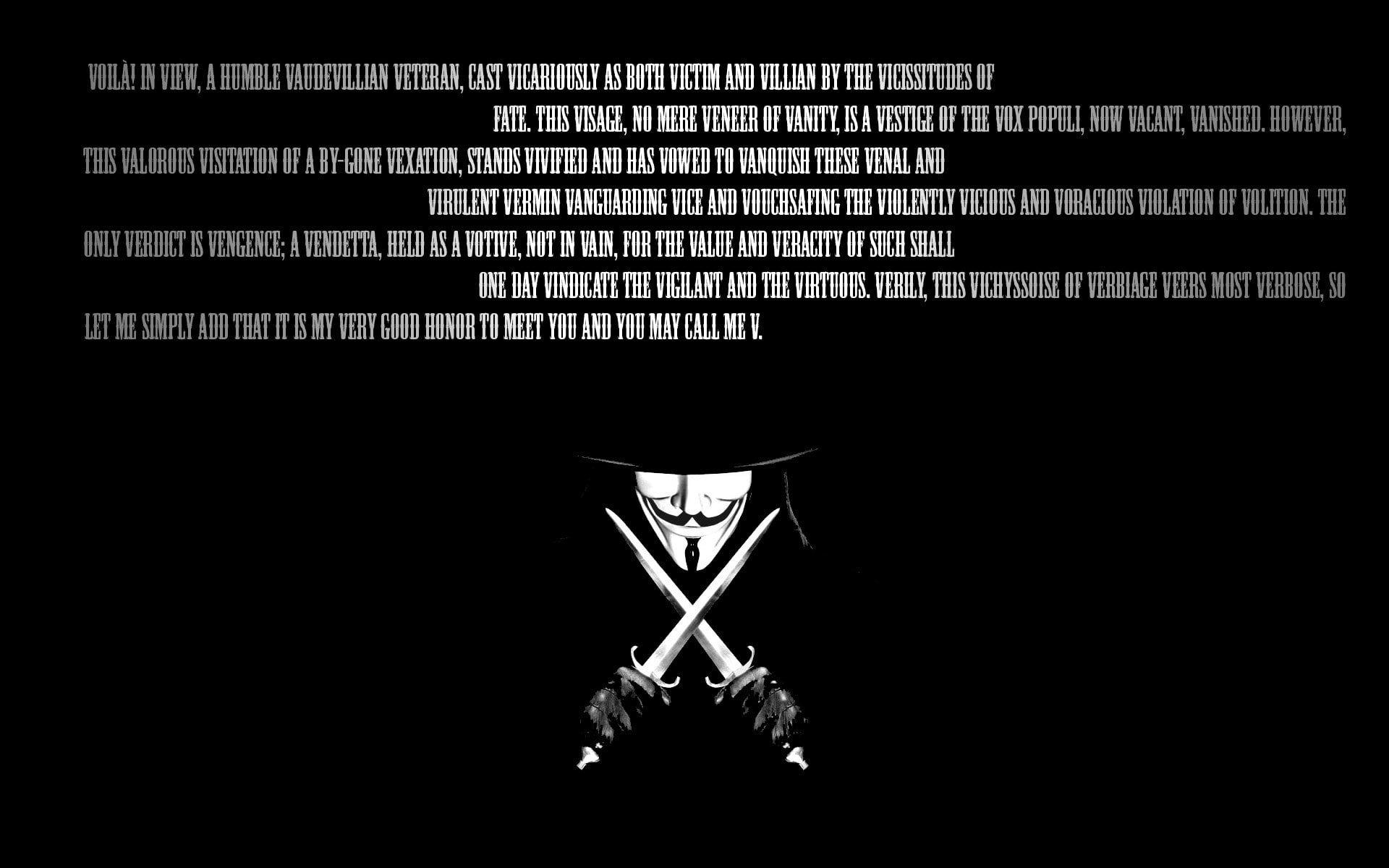 1920x1200 HD wallpaper: v for vendetta