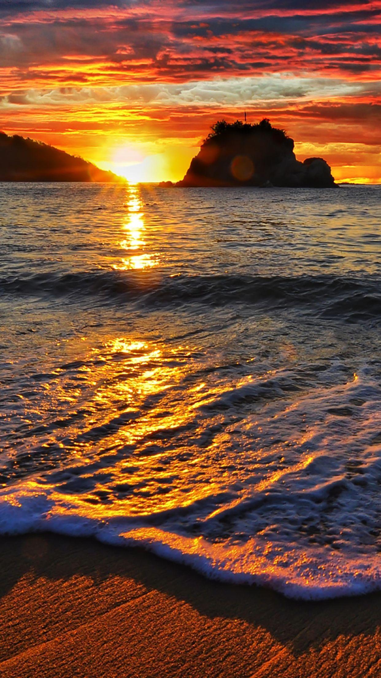1242x2208 Sunset: Beach Hình nền cho iPhone X, 8, 7, 6