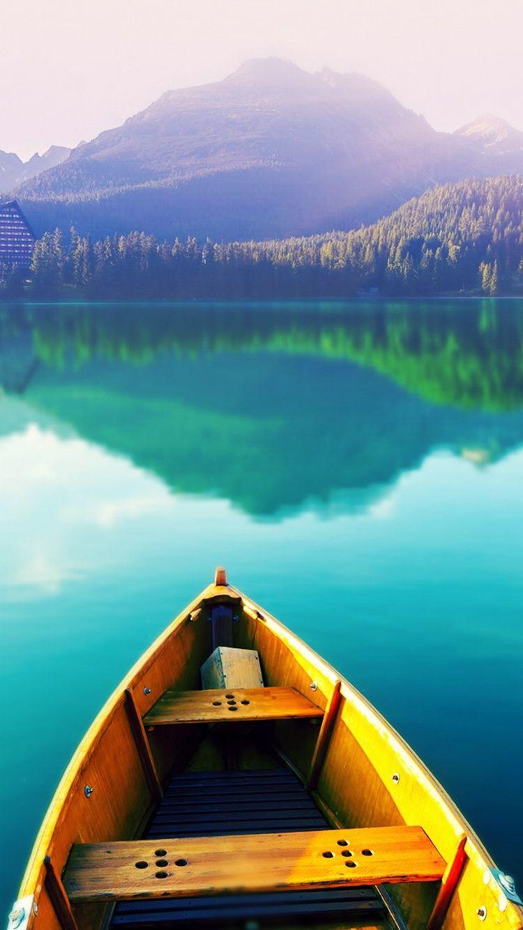750x1334 Boat On Still Lake iPhone 6 Wallpaper HD Download