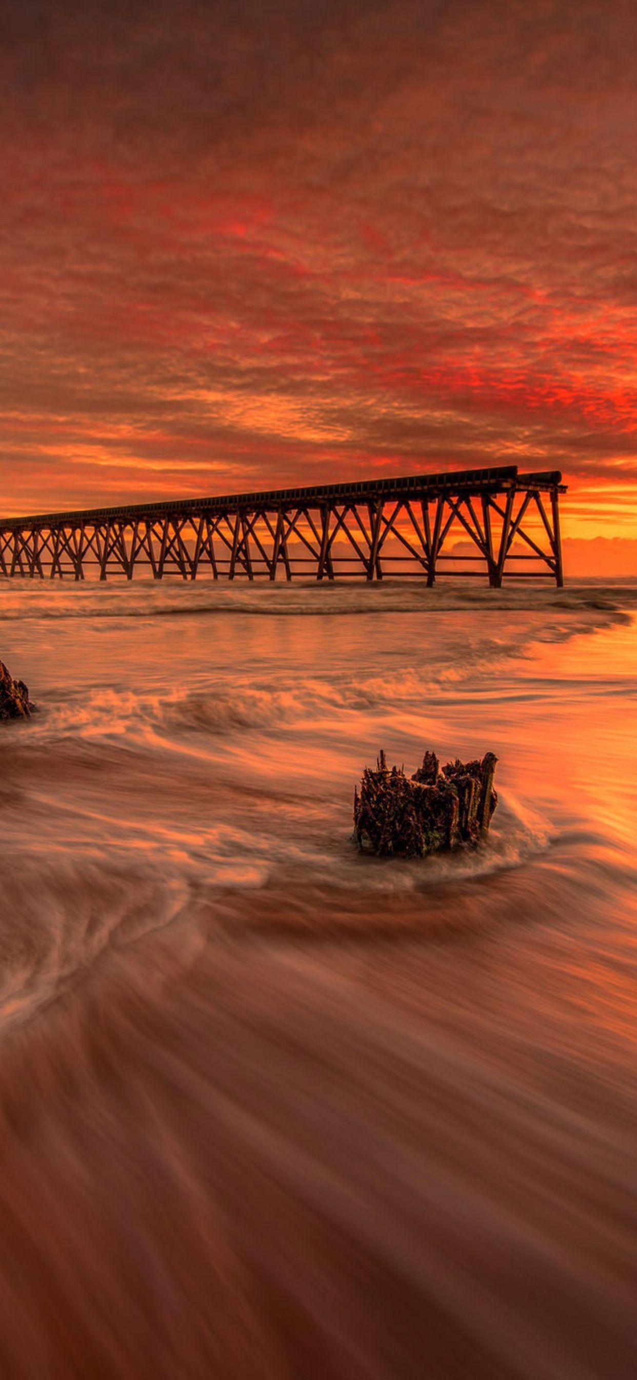 1242x2688 Pier Ocean Sunset HD iPhone XS MAX HD 4k