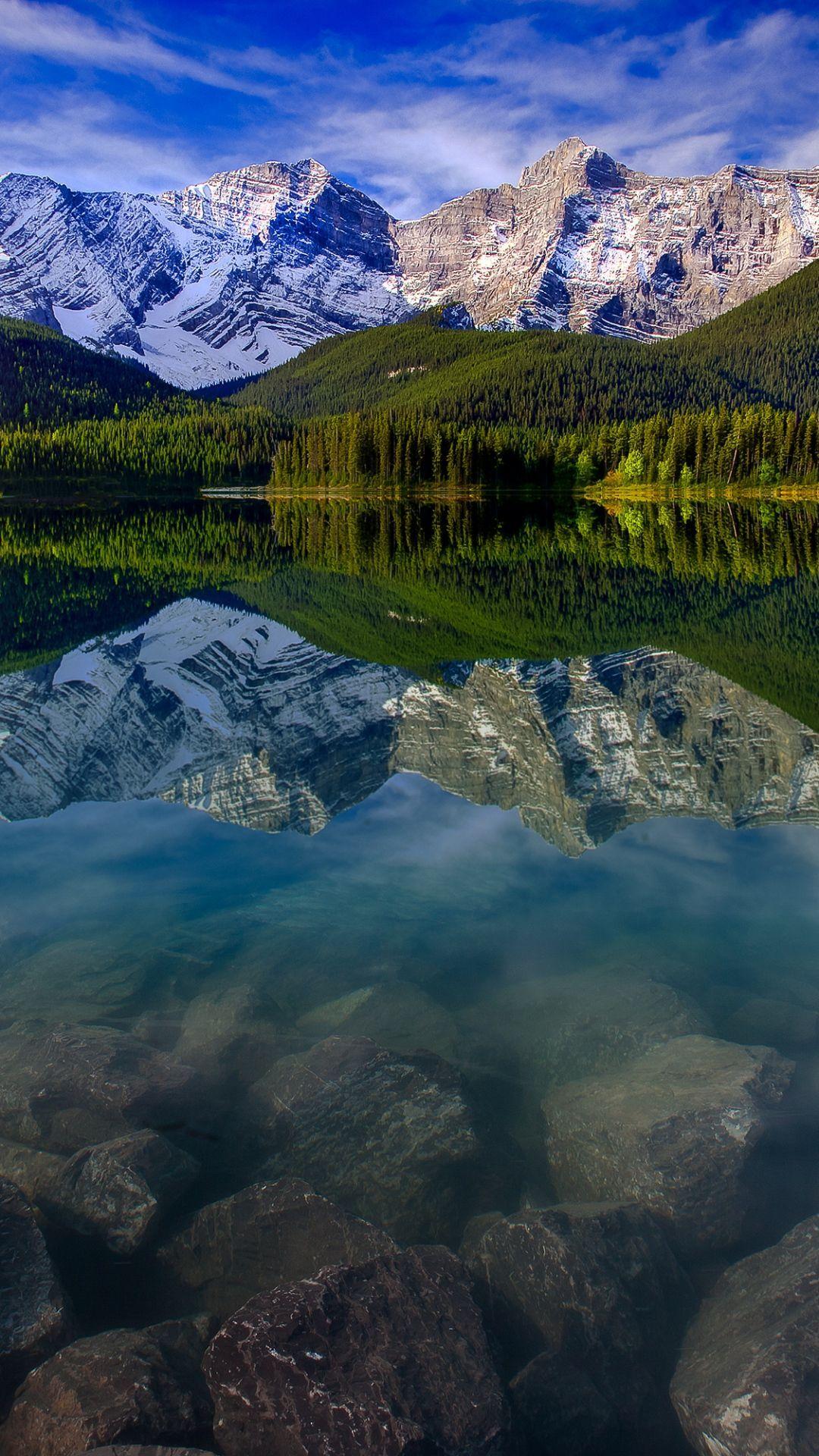 1080x1920 Mountain Landscape Reflection Mountains Lake Rocks #iPhone