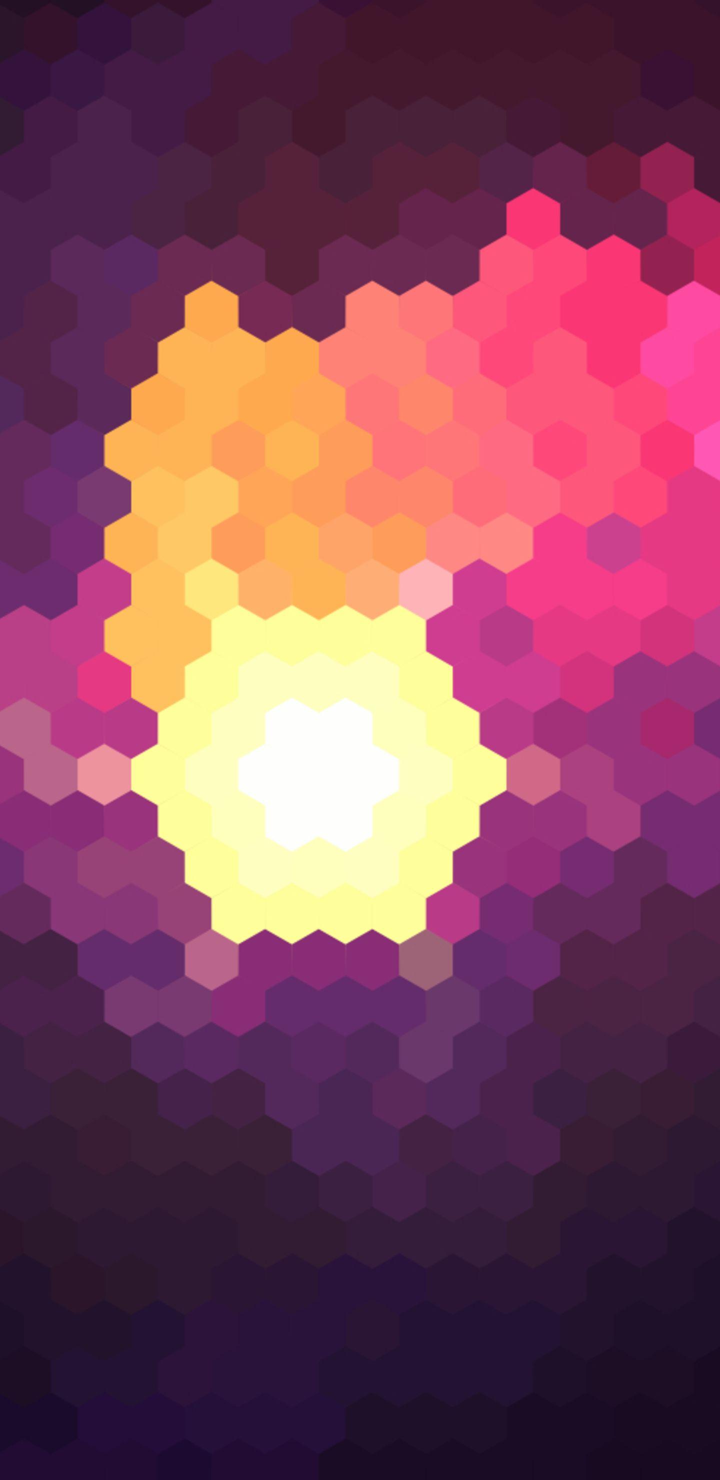1440x2960 Hexagon White Yellow Red Purple Abstract Samsung