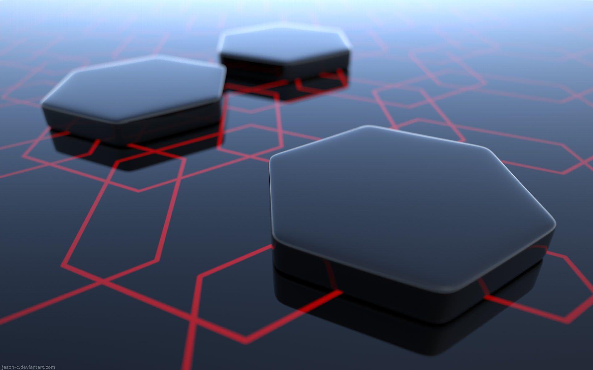 1920x1200 Black and red wallpaper, abstract, hexagon, 3D HD wallpaper