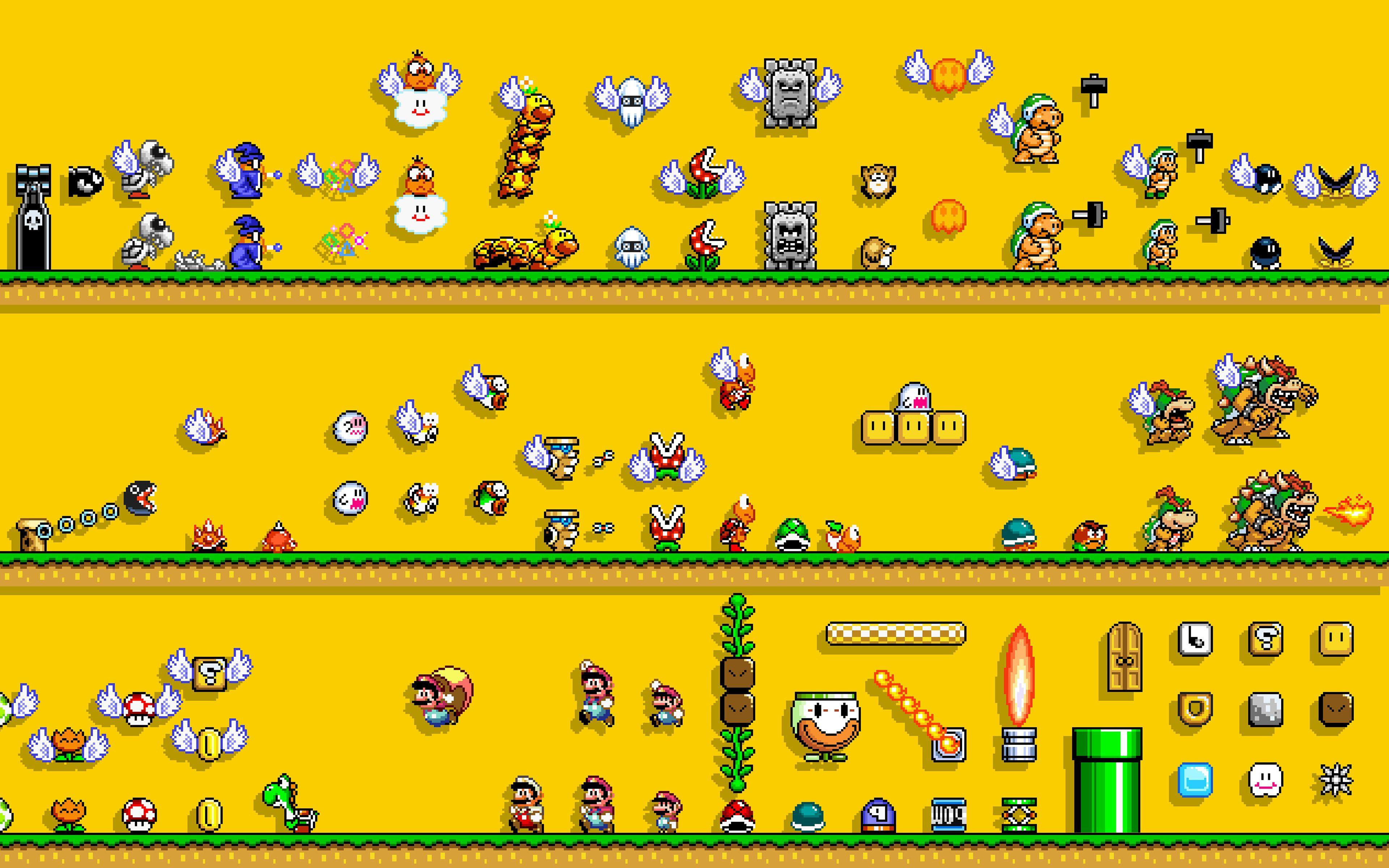 3840x2400 mario bros video games 8 bit simple background retro