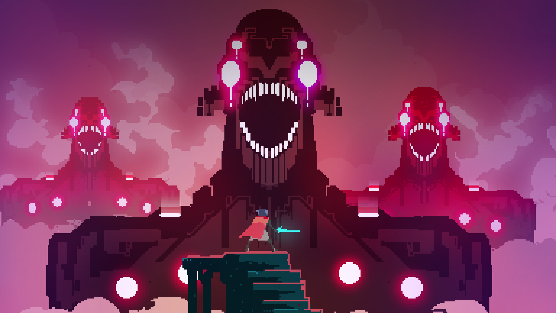 1920x1080 red eyes, pixel art, creature, video