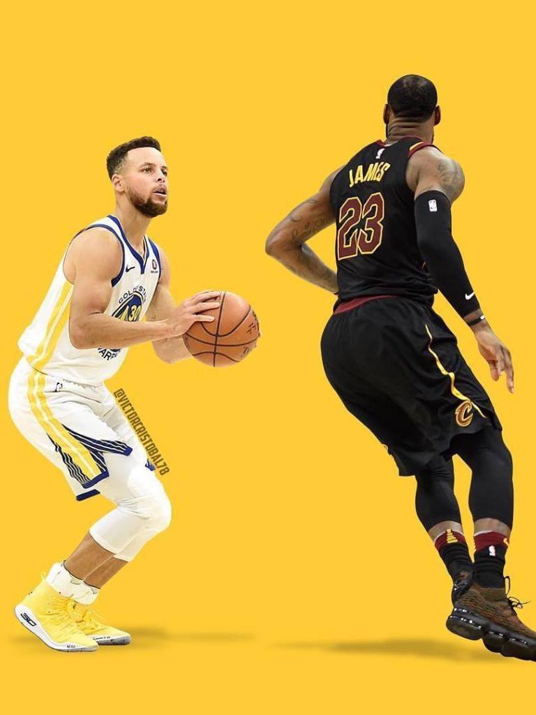 768x1024 Stephen Curry vs James Lebron wallpaper